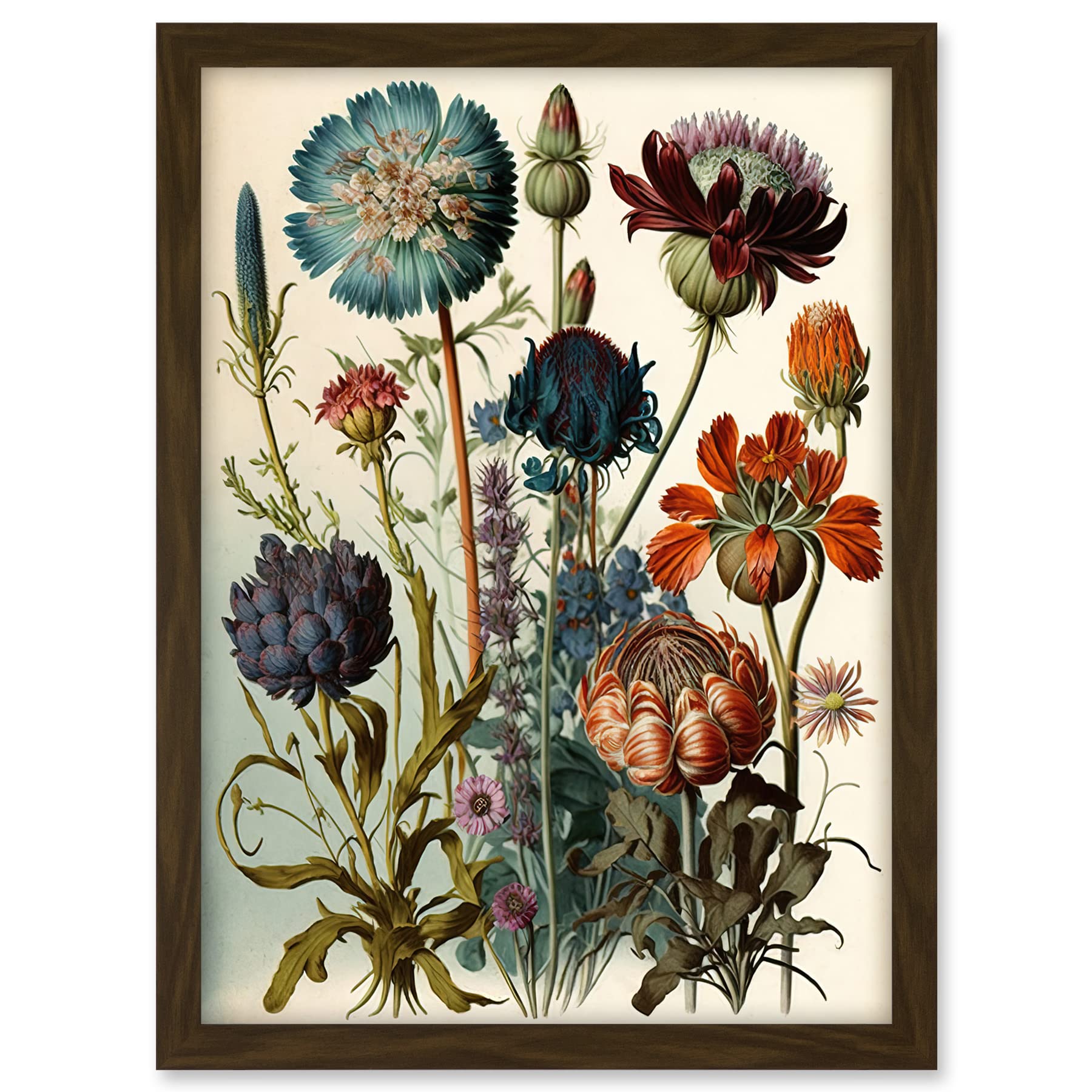Artery8 Vintage Botanical Illustration Ernst Haeckel Inspired Plant Study Modern Watercolour Painting Artwork Framed A3 Wall Art Print