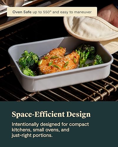 Miniatura 8 de Caraway Sartén rectangular de cerámica antiadherente de 9 x 13 pulgadas, revestimiento de cerámica naturalmente resbaladizo, no tóxico, libre de
