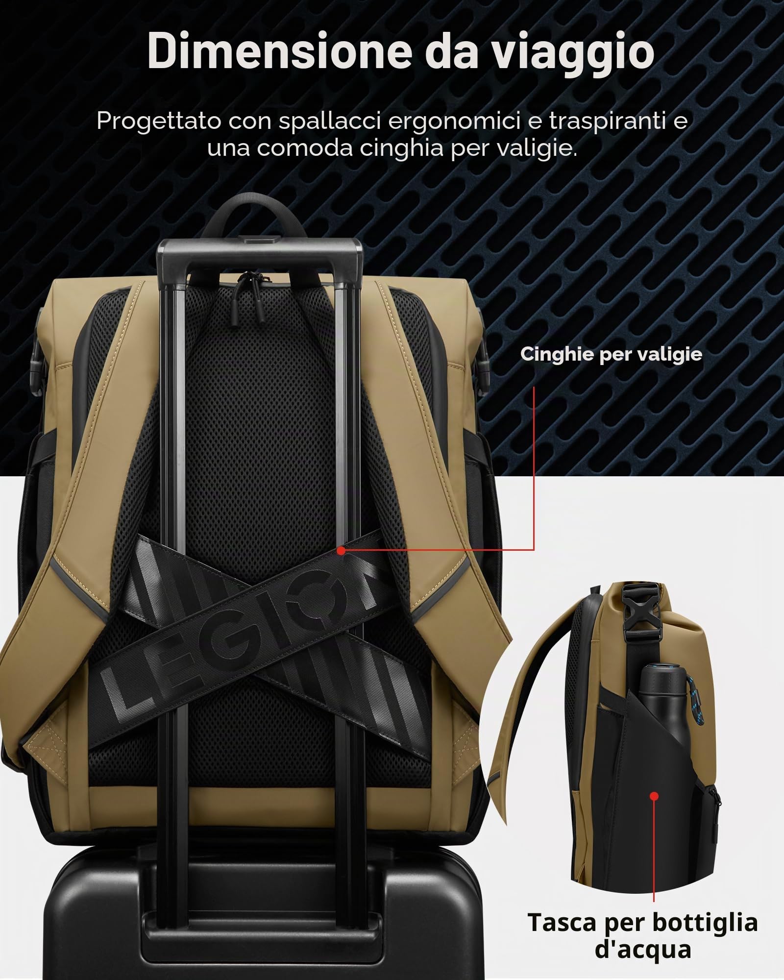 Lenovo Legion Gaming GB500 - Zaino per computer portatile da 16", capacità espandibile fino a 25 l, resistente all'acqua