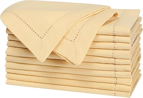 Miniatura 59 de Servilletas de lino y algodón de 18 x 18 pulgadas natural con vainica, servilletas de boda, servilletas de cóctel, servilletas de tela, servilletas