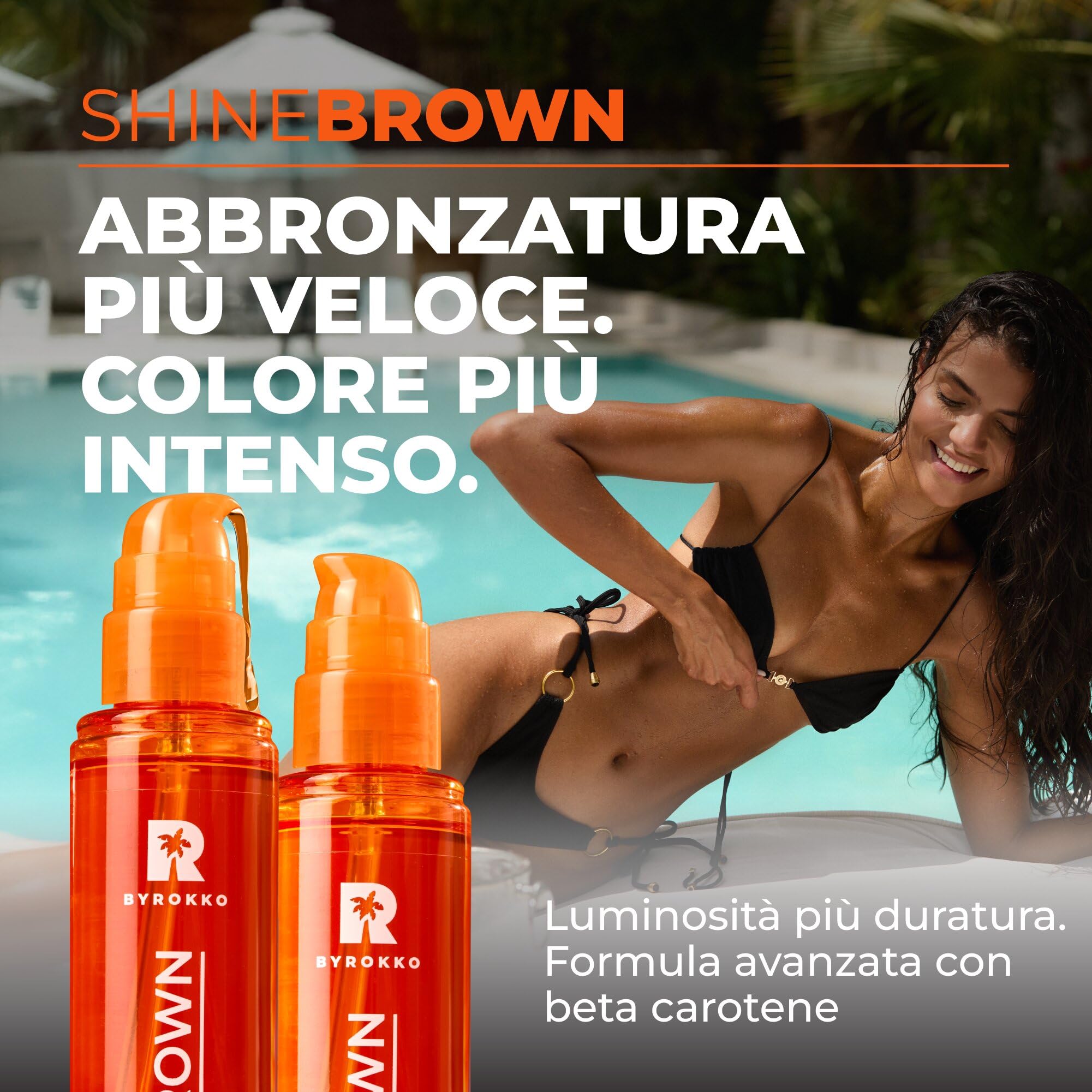 BYROKKO Shine Brown Beta Carotene Abbronzante Acceleratore, Gel abbronzante alla carota, efficace in lettini e sole all'aperto, crema naturale per lettino abbronzante, 200 ml (olio beta carotene 150