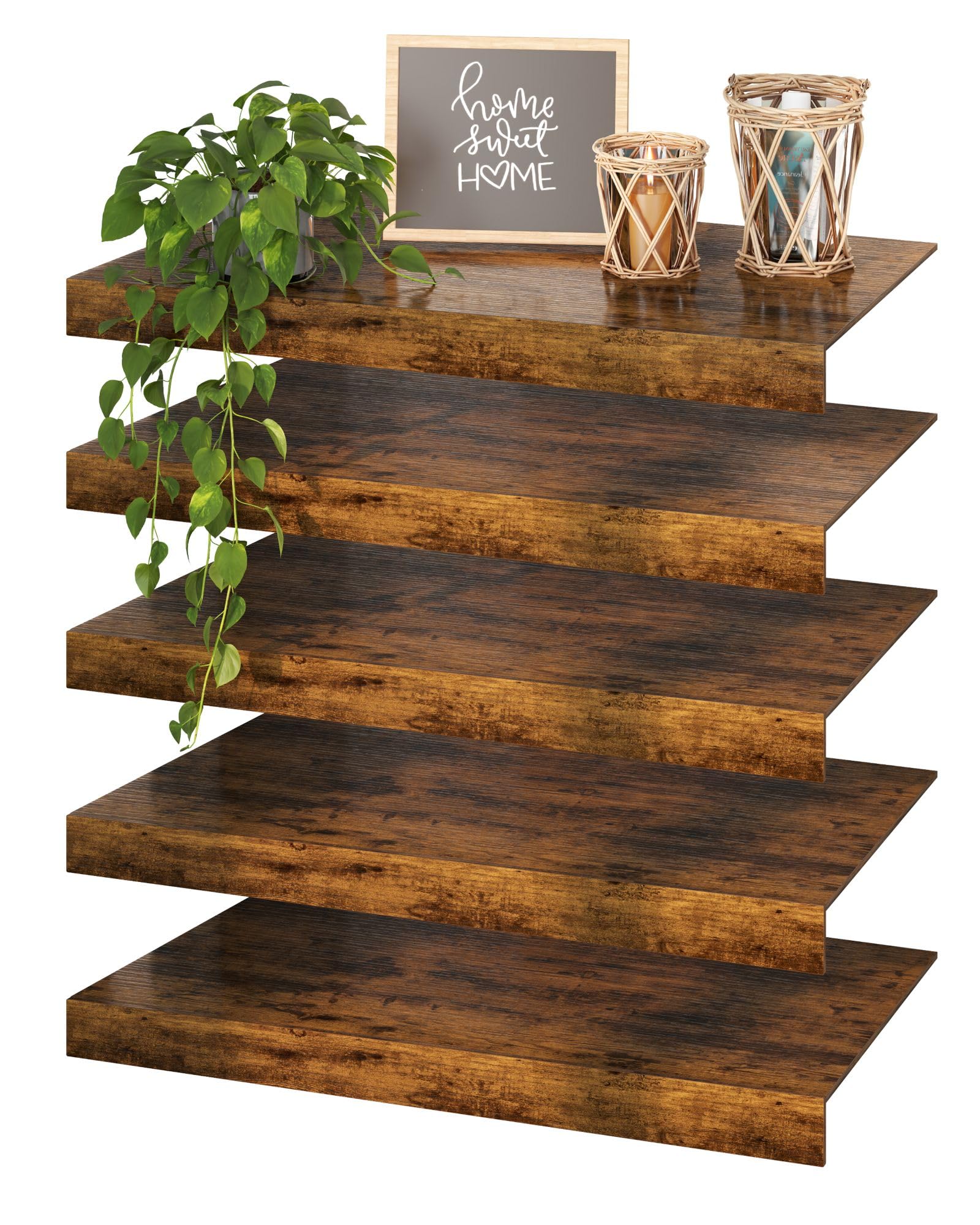 5 pcs 40×16 wood shelf covers for wire shelving, wire rack covers for shelves, rustic farmhouse for pantry, closet(5 pcs, 40×16 inch)