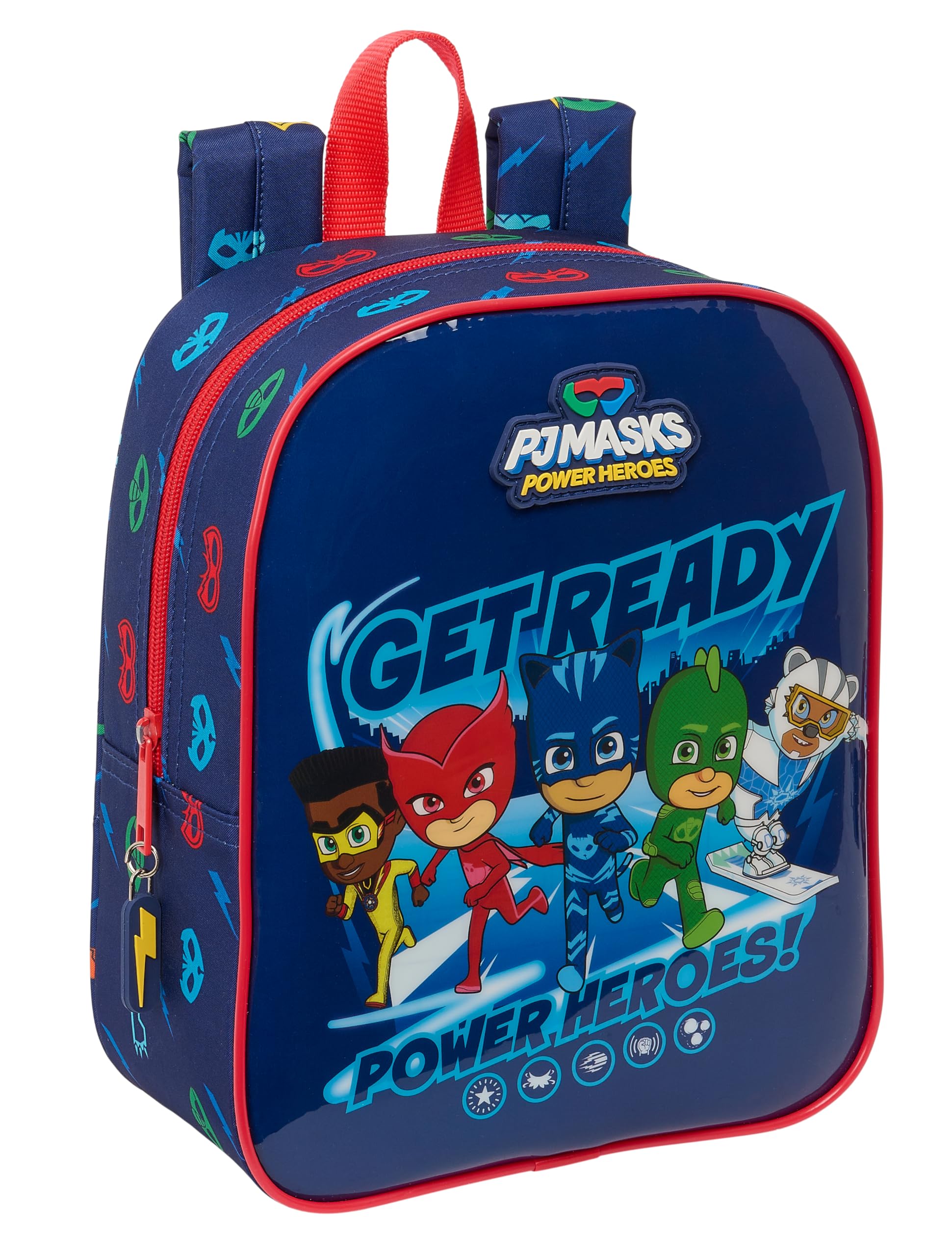 Safta PJMASKS Ready - Mochila Infantil, Mochila Niño, Mochila Escolar, Adaptable a Carro, Ideal para Guardería, Cómoda y Versátil, Calidad y Resistencia, 22x10x27 cm, Color Azul Marino