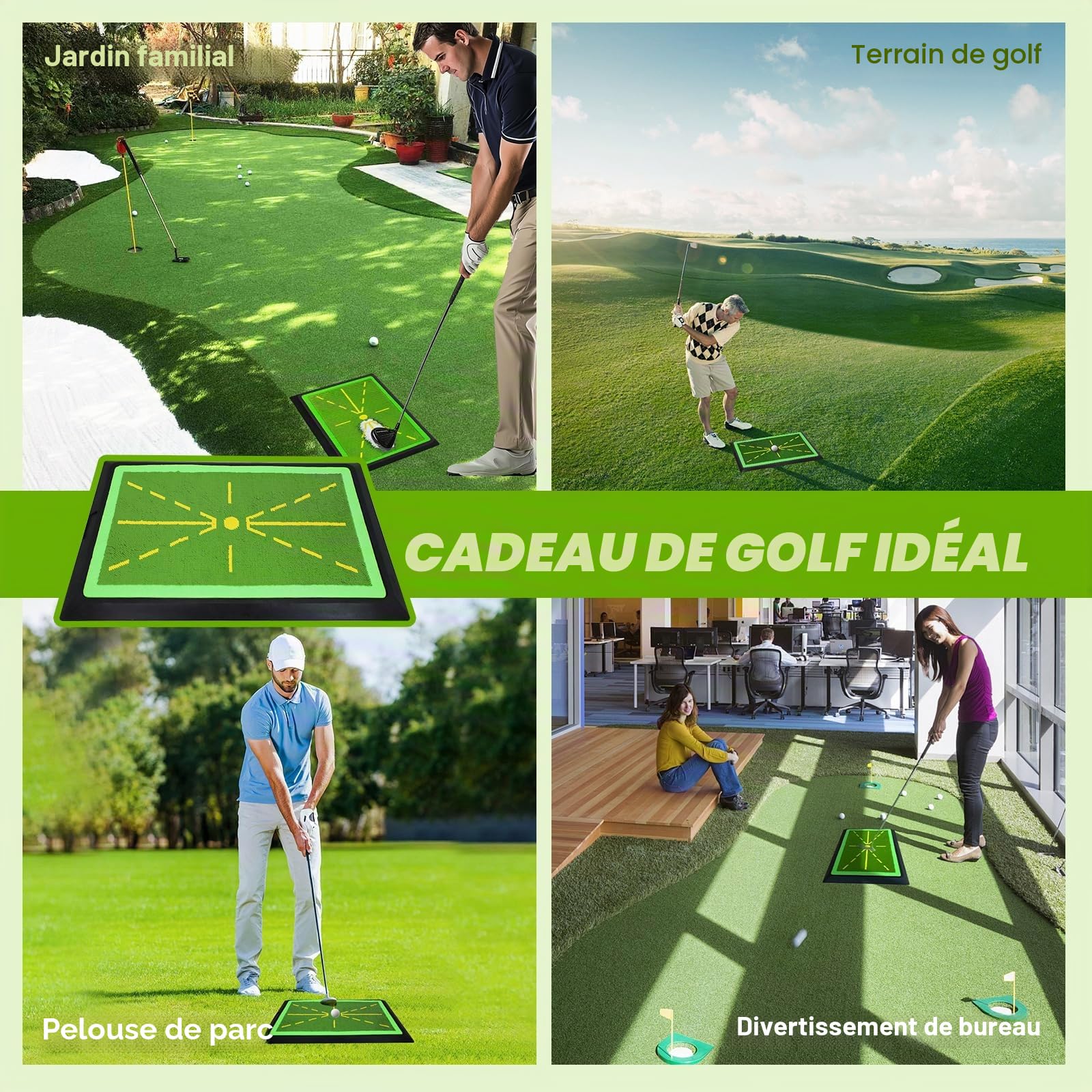 Tapis d'Entraînement de Golf Portable,Tapis de balançoire de Golf - Base antidérapante pour Un Swing précis et Un Feedback immédiat.Usage intérieur/extérieur,idéal pour débutants et golfeurs