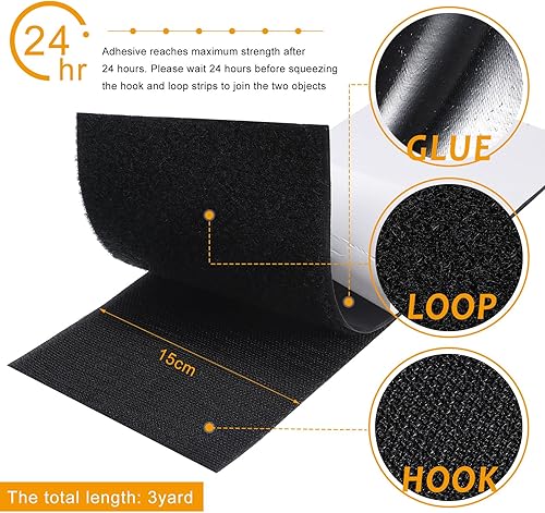 Miniatura 2 de Cinta de gancho y bucle, cinta de velcro de doble cara con tira adhesiva de cierre trasero, rollo de gancho de doble cara, parche de nailon adhesivo