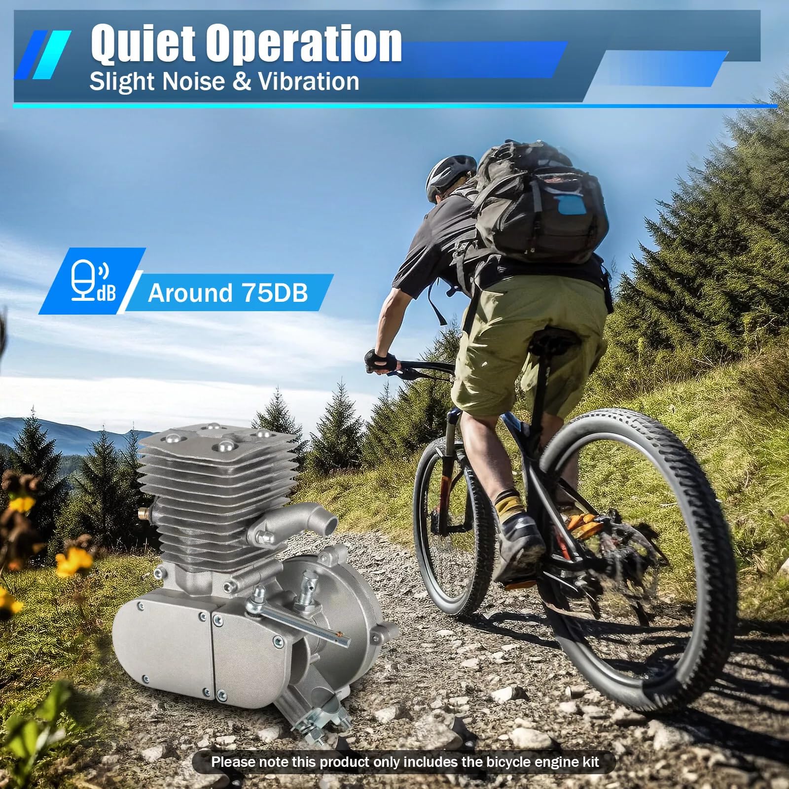Kit motore per bicicletta, 100 CC a 2 tempi, CDI Pocket Bike Motor, raffreddamento ad aria, motore a benzina per bicicletta, kit per la maggior parte delle biciclette da 26/28, 44, numero di denti