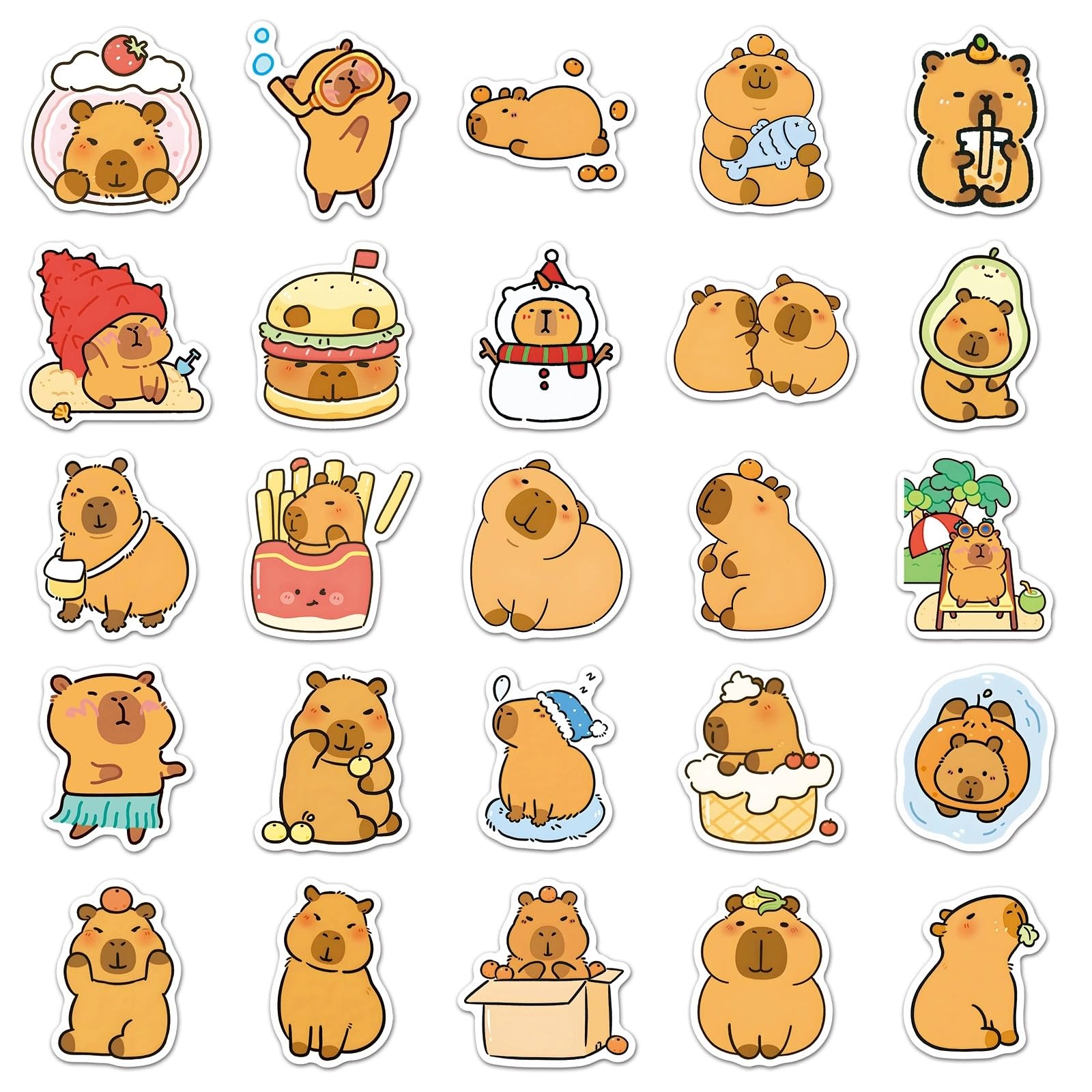 Capybara Stickers for Laptop(100 PCS),Gift for Children Teens Adults Girl Boys,Capybara Waterproof Stickers for Skateboard,Bike,Phone,Computer,Luggage Water Bottle Guitar Motorcycle Suitcase - Image 4