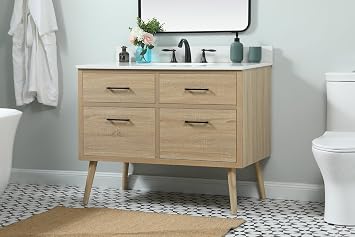 42 Bathroom Vanity, Engineered Wood (MDF/Laminate), Yellow/Light Wood