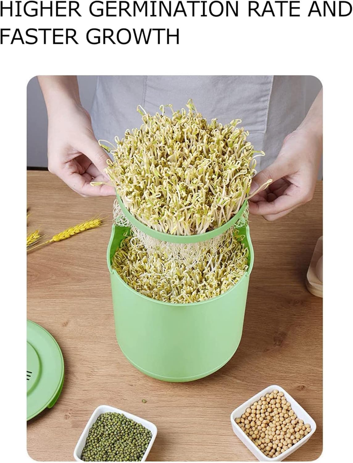 Bean Sprouts Maker, Multipurpose Large Capacity Automatic Bean Sprouts Growing Machine for Natto