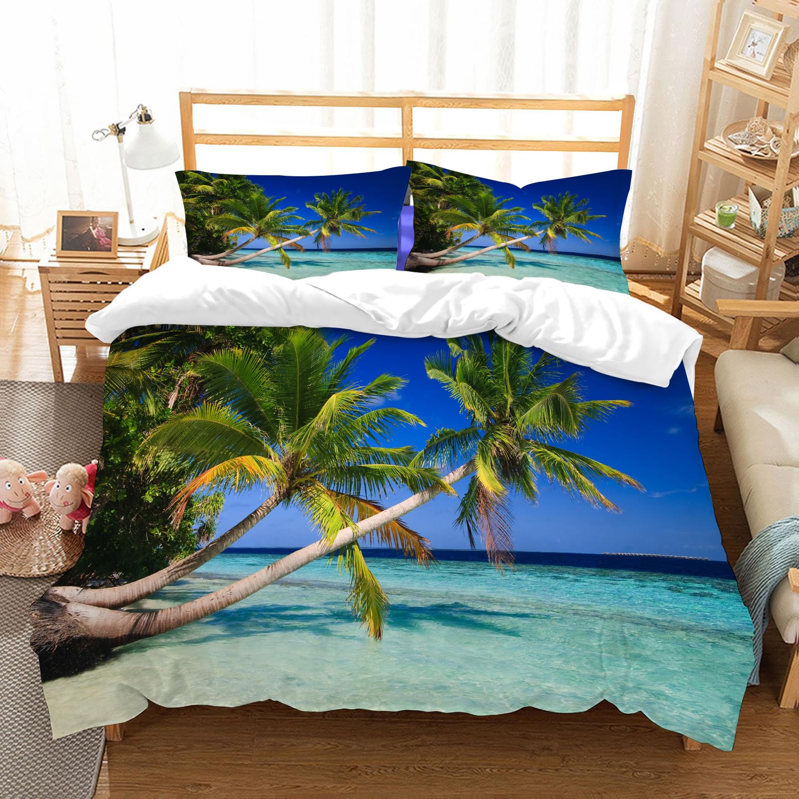 Parure de lit plage tropicale 100% microfibre 228x264 cm pour s'évader chaque nuit