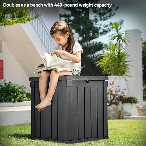 Miniatura 3 de YITAHOME Caja de cubierta, contenedor de almacenamiento exterior resistente a la intemperie de 51 galones para cojines de patio, suministros de