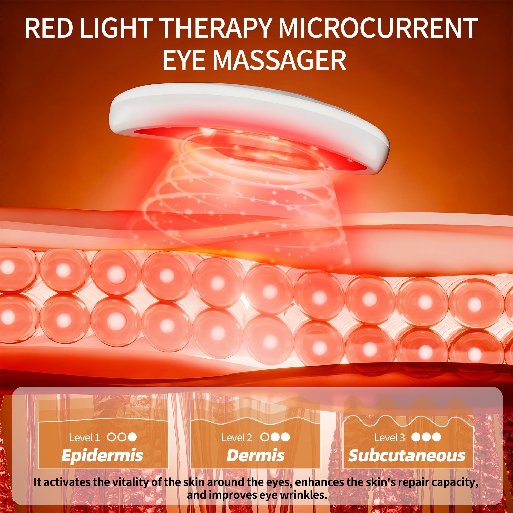 Parches para ojos de luz roja, péptidos de colágeno hidrogel para los ojos reduce el volumen de bolsas y la hinchazón, almohadillas antiarrugas, parches portátiles de luz roja con apagado temporizado
