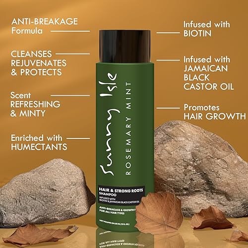 Miniatura 5 de Sunny Isle Champú para cabello y raíces fuertes y menta de romero de 12 onzas, fórmula antirotura y crecimiento, infundido con biotina y aceite de
