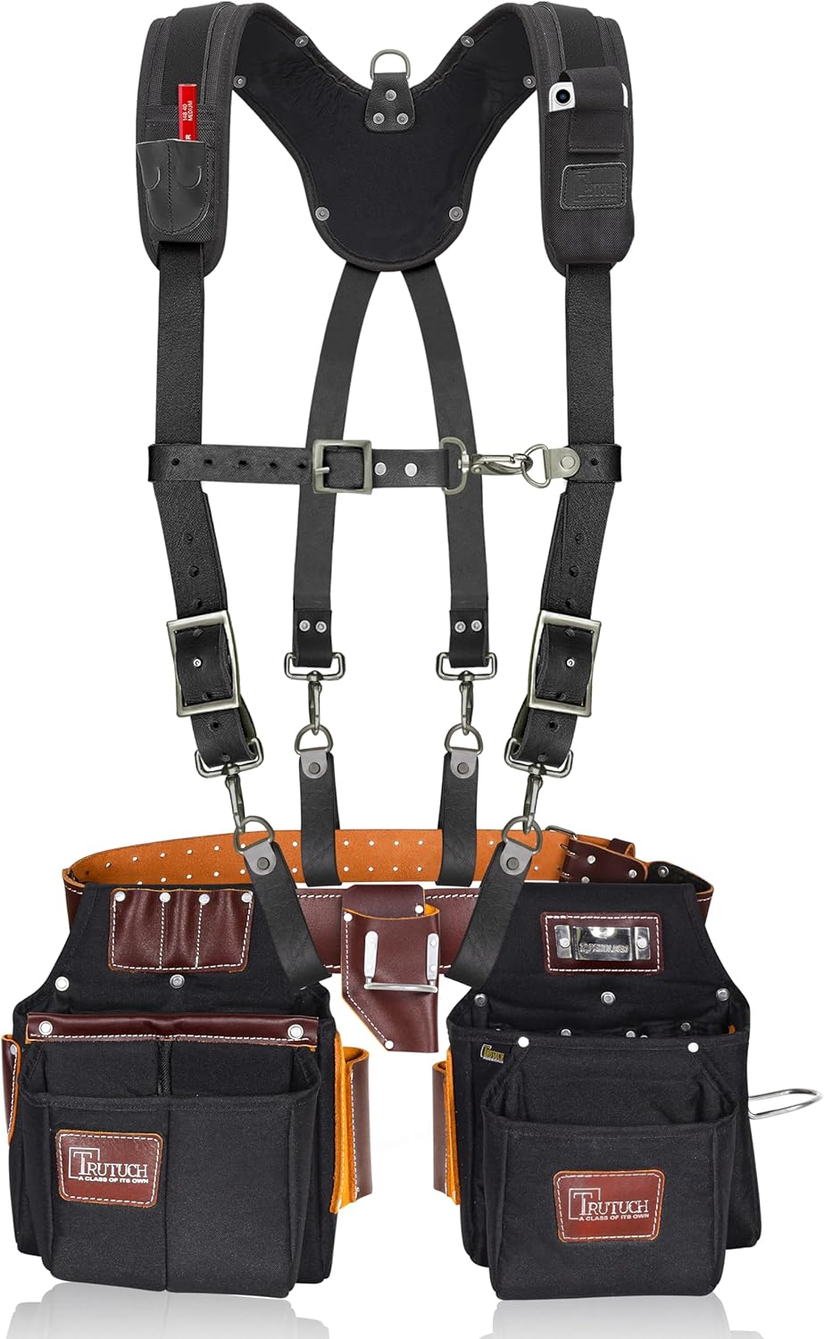 Nylon and Leather Tool Belt with Suspender | Framing Tool Bags | Leather Work Suspender | Carpenter Tool Belts | Construction | Framers | Electrician