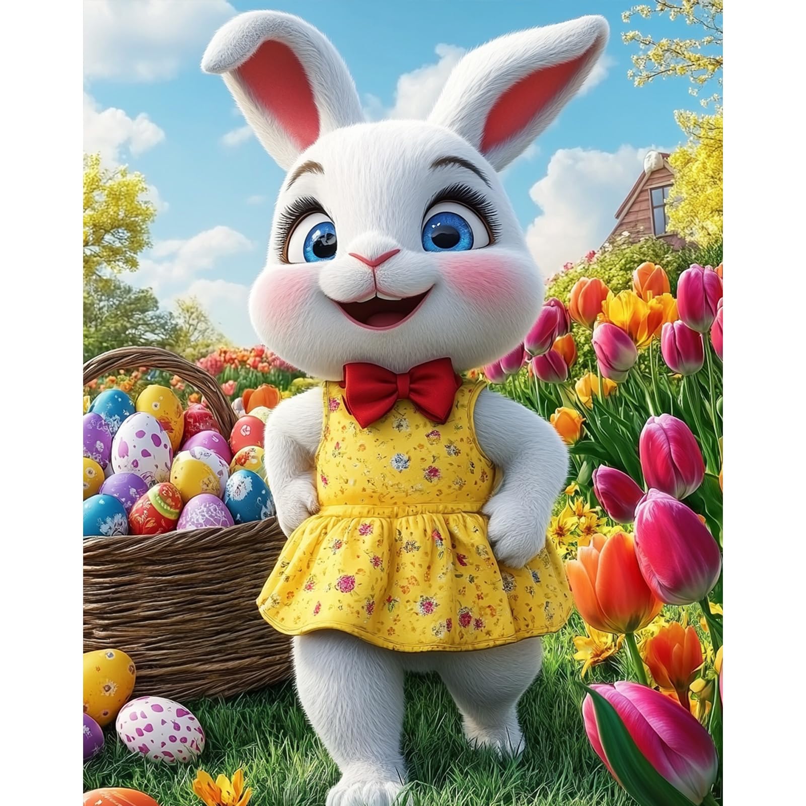EOBROMD Pintura Por Números Para Adultos – Conejo De Pascua Con Marco, Lienzo 20x30cm, Kit De Óleo Acrílico Con Pinceles Y Pigmentos, Decoración DIY