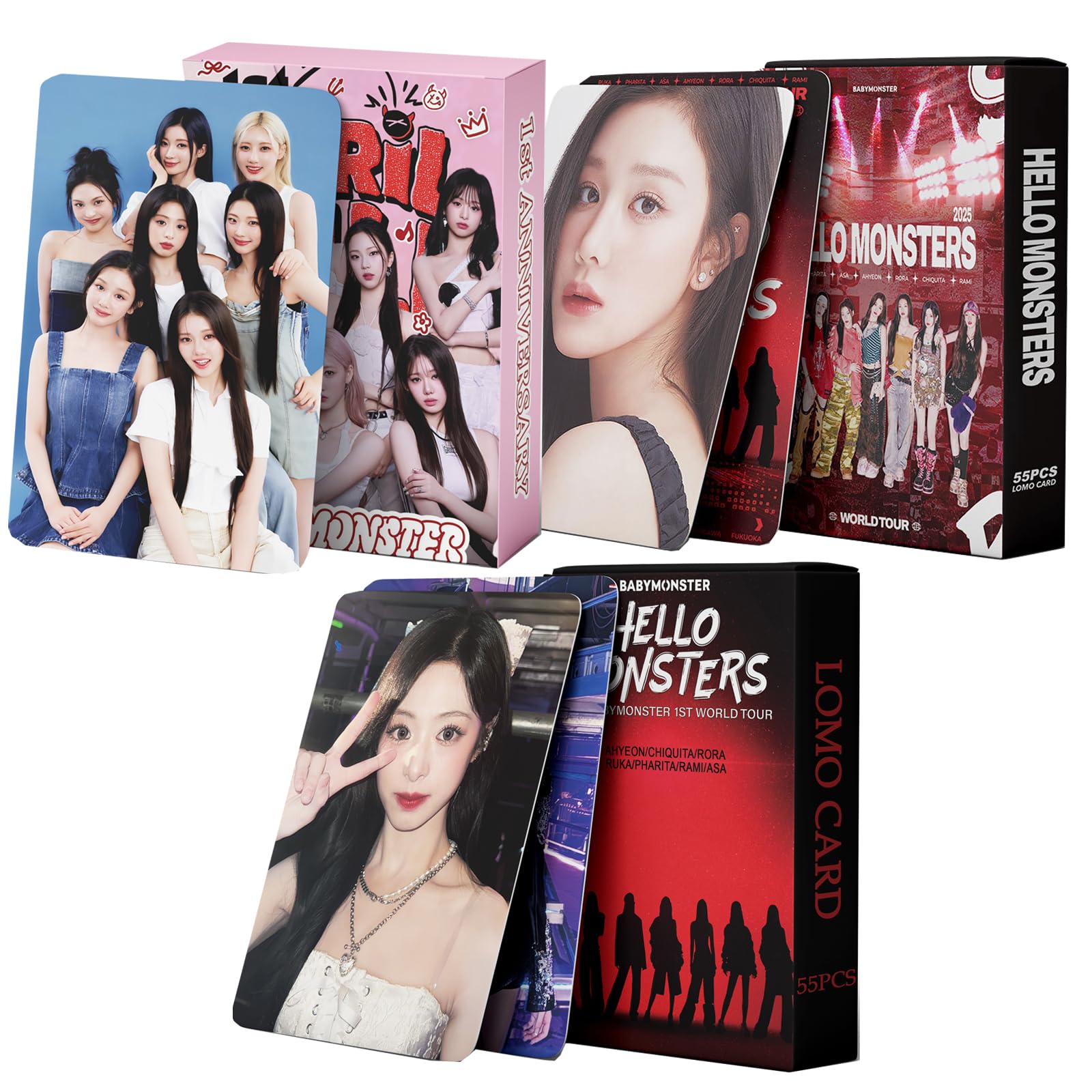 3PACK/165PCS BABYMONSTER Album Hello Monsters photocard Photo Cards Gift Lomo Cards Merch for BABYMONSTER Boys and Girls
