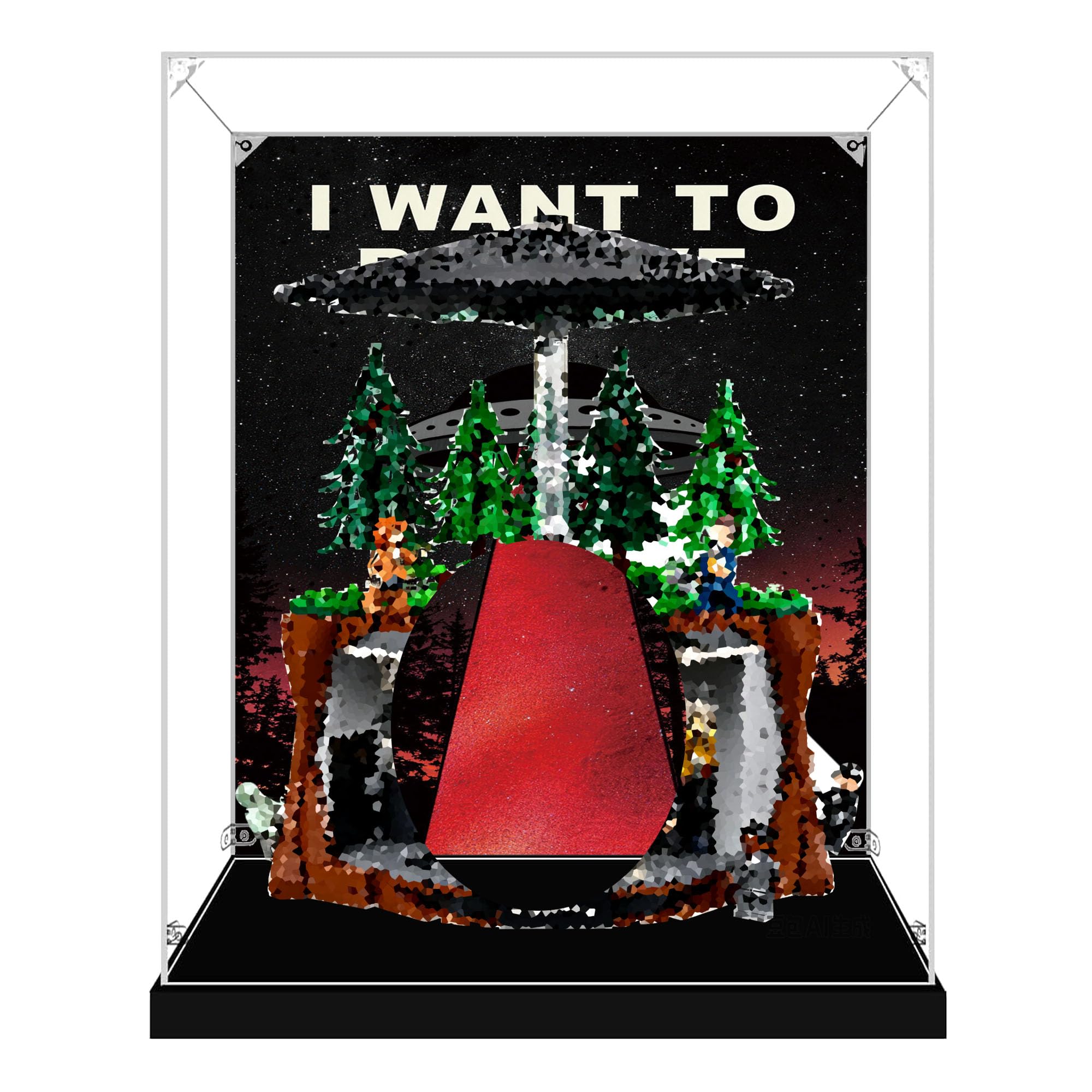 Acrylic Display Case for Le-go 21369 The X-Files Model (Back spray A)