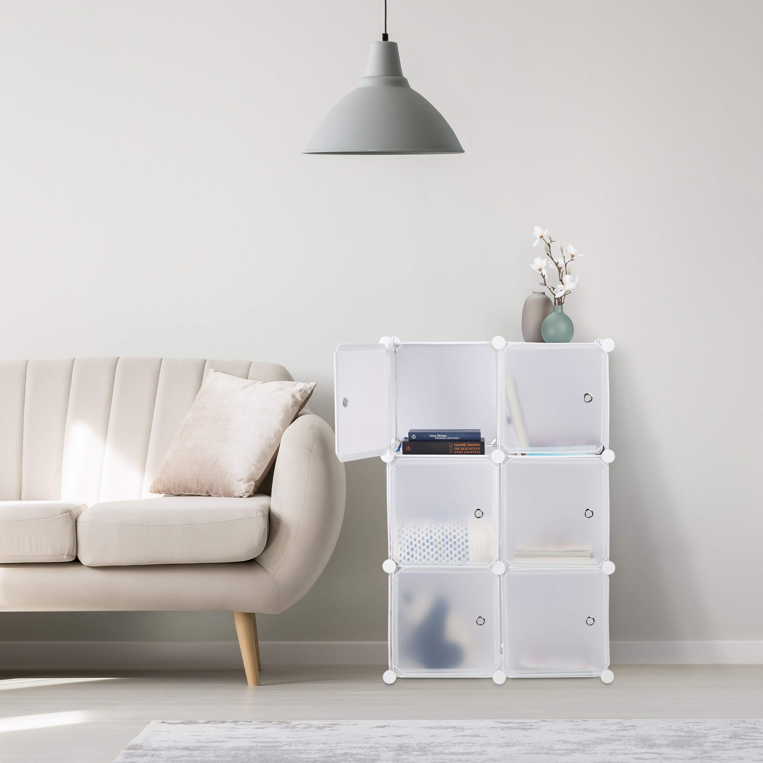 Relaxdays Étagère Cubes penderie Armoire Rangement 6 casiers Plastique modulable DIY HLP: 97,5x66x32 cm, Noir, Acier, PP, ABS, 5 x 66 x 31,5 cm