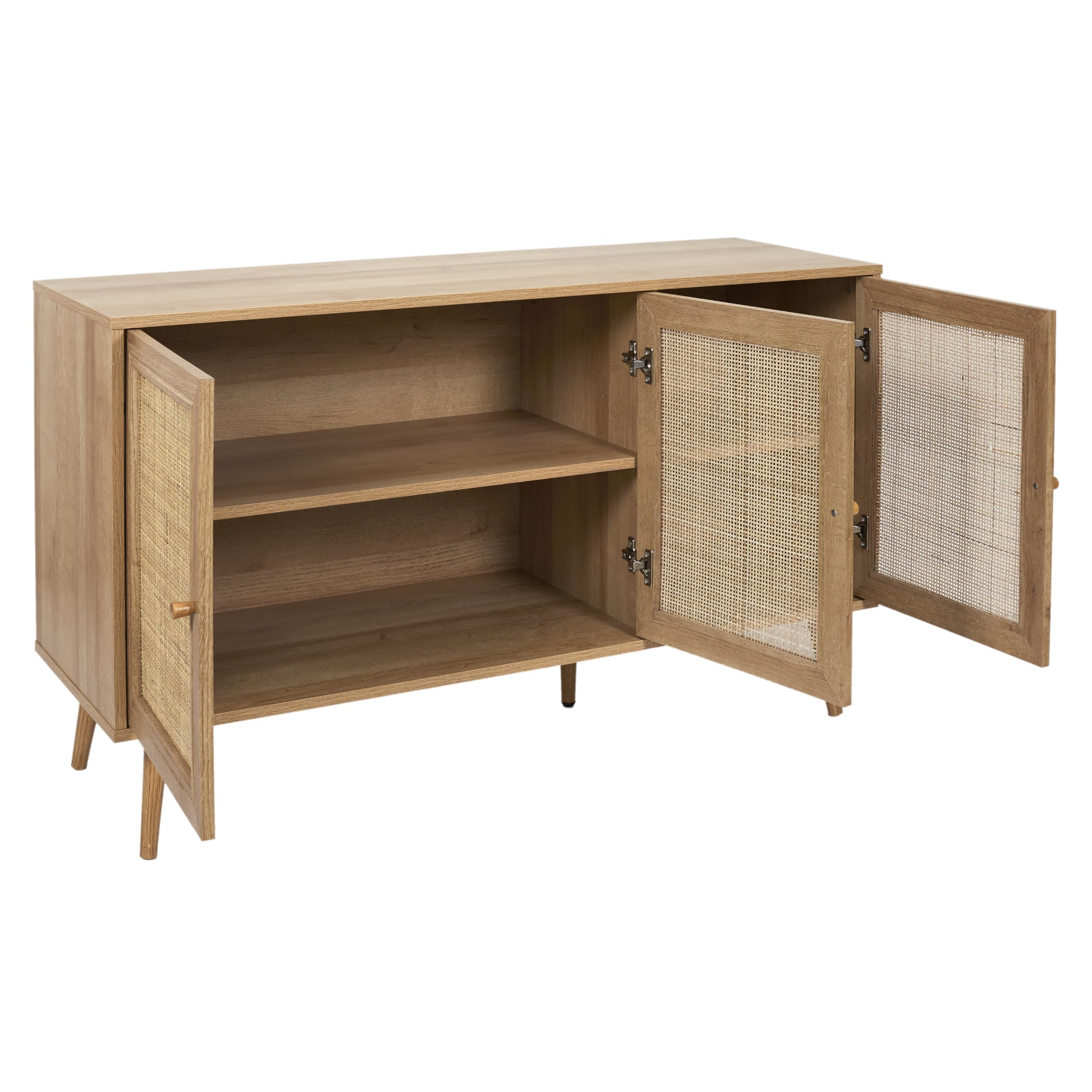 HOME DECO FACTORY - HD7454 Aparador 3 Puertas de Madera - Estilo Bali - Almacenamiento Elegante para Salón o Comedor - para tu Hogar - Acabado Beige Oro Crema | Aparador de madera de 3 puertas estilo Bali - Mueble de almacenamiento resistente para sala de
