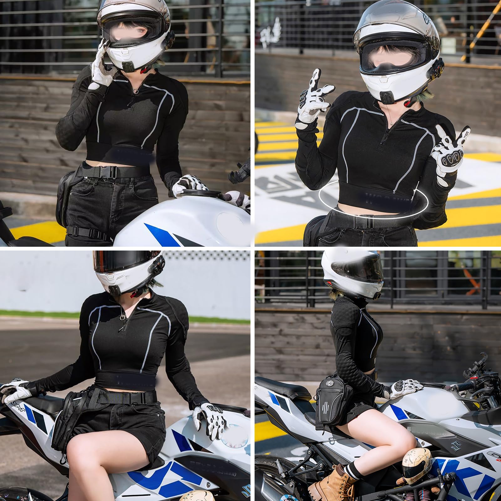 Top da Moto Donna Certificato CE – Abbigliamento Protettivo Soft Shell Traspirante – Armatura Motocross Strato Base – Giacca da Guida ad Alta Visibilità – Maglia da Moto Imbottita