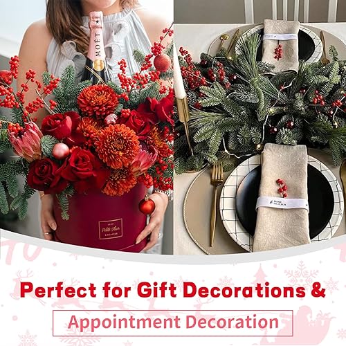 Miniatura 2 de JIFTOK 50 ramas de pino artificiales, plantas verdes, agujas de pino, accesorios para manualidades, guirnalda, corona, adorno de Navidad y