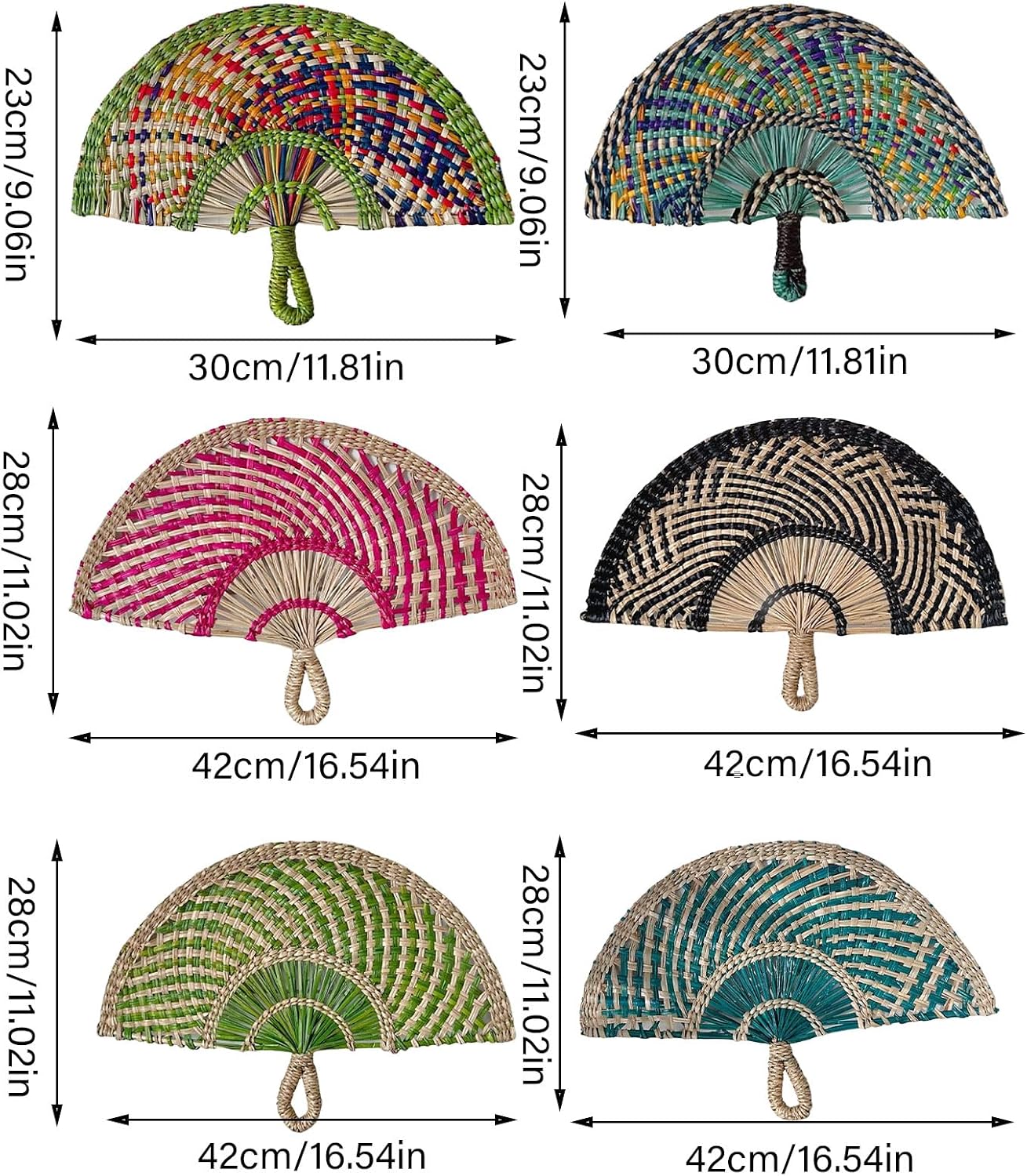 Natural Grass Hand Fan Comfortable Grip Hand-Woven Straw Fan for Fashionable Wall Art