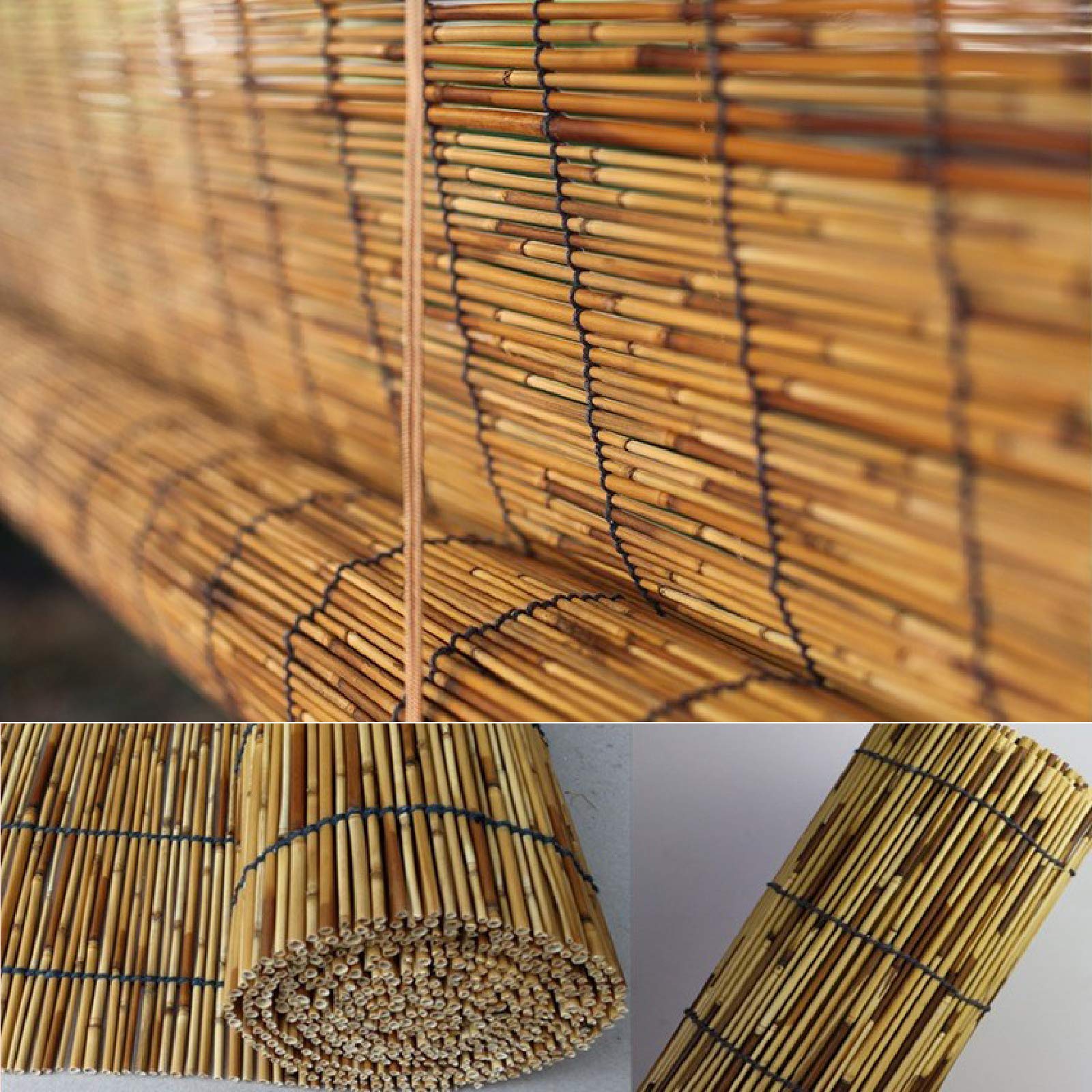 Rideau de Paille,Store en Bambou Exterieur,Store Enrouleur Bambou,Tissés à La Main,Décoration Rétro,Respirant,Store Anti-Regard (150 * 180cm/59 * 71in)