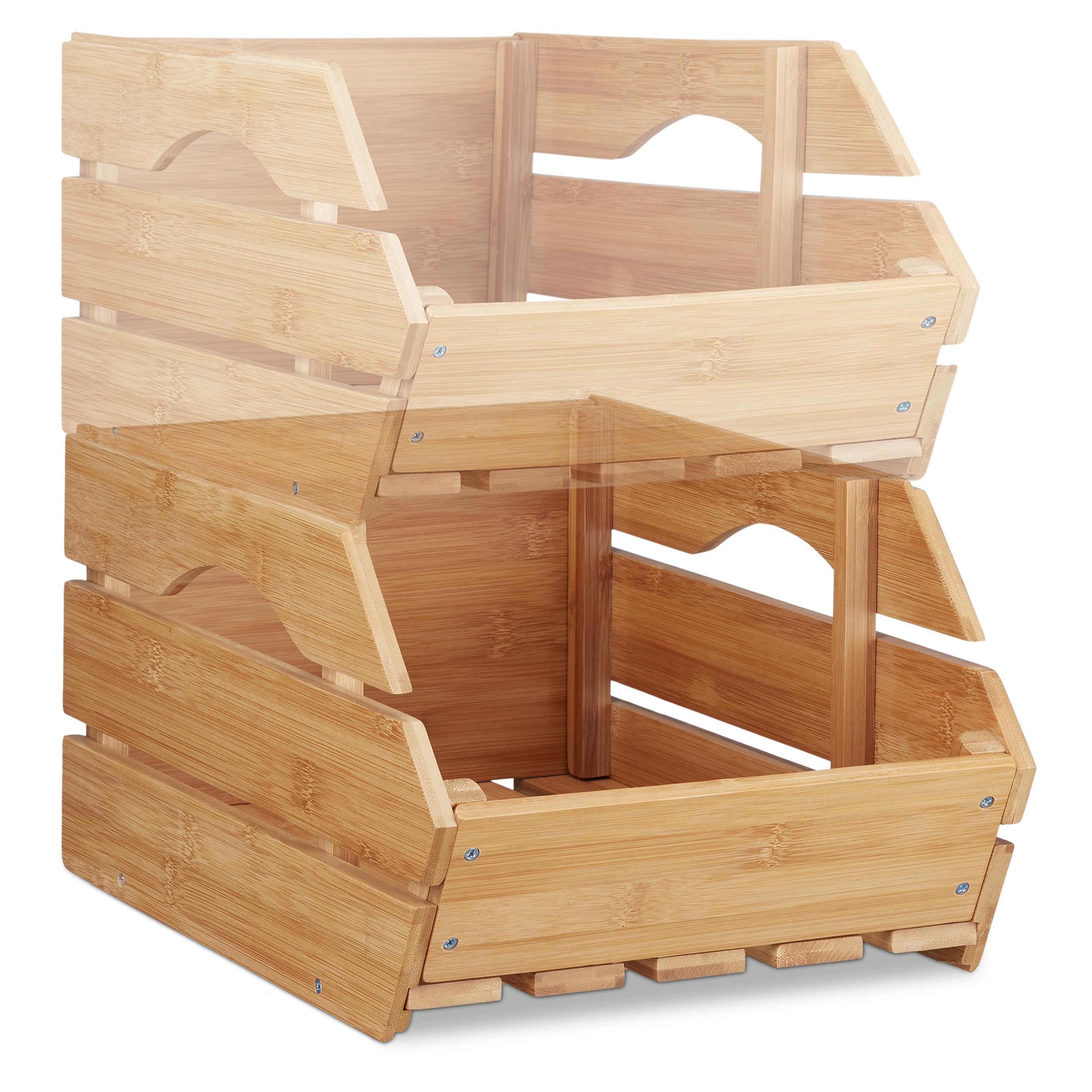 Relaxdays Boîte de rangement bambou, empilable, 2