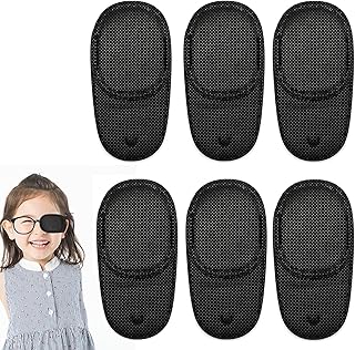 Eye Patches for Kids Adults，6pcs Eye Patches for Glasses Treat Lazy Eye Amblyopia Strabismus for Left or Right Eyes，Black Reusable Non-Woven Eyepatch (Black)