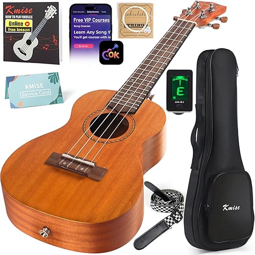 Kmise Professional Ukulele for Adult Beginner, Free Online Lesson 23 inch Concert Mahogany Ukelele with Kids Ukele Bundle Starter Kit Gig Bag Case, Strap, Tuner, Nylon Strings, Book, Uke Gift Choice