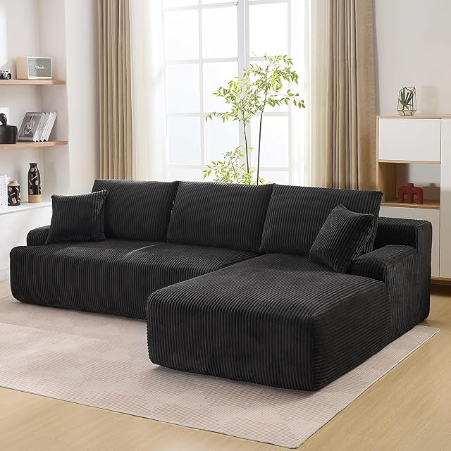 Canapé modulable en L de 96 po, avec mousse à mémoire, sectionnel 3 places pour salon