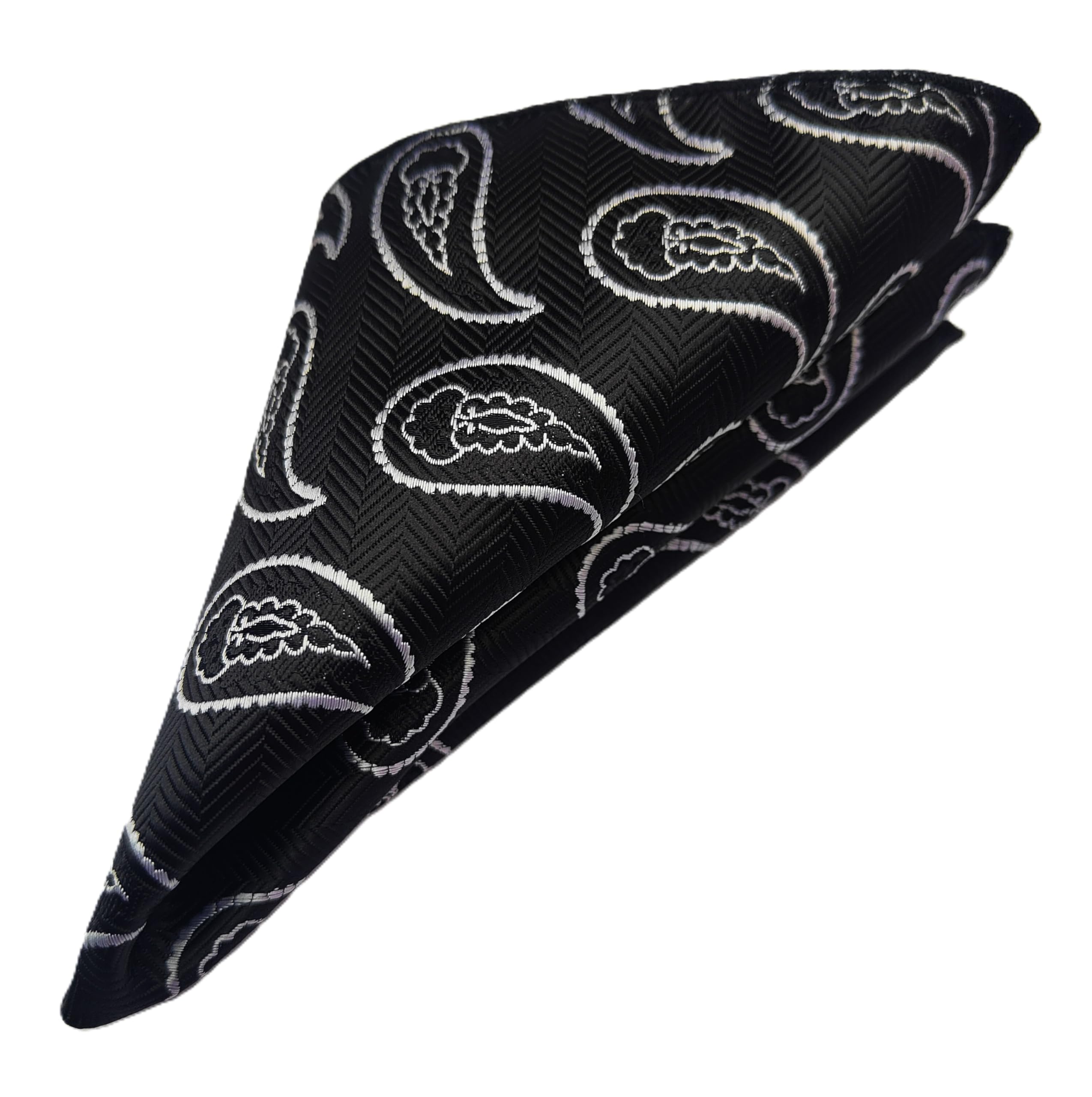 France - Premium Pocket Square Men Satin Wedding Handkerchief Multicolor Free Size (Black with Grey)-image-38