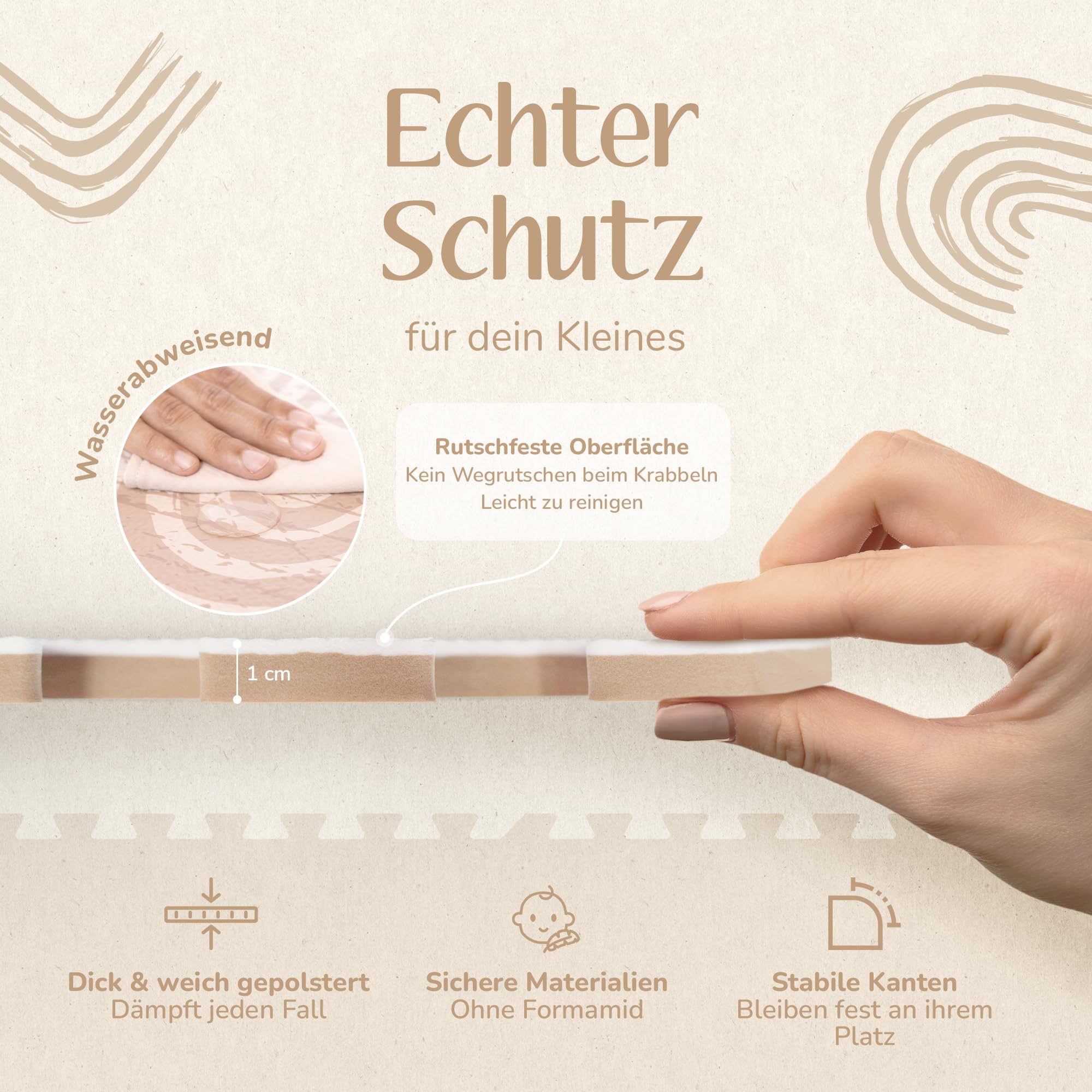Puzzlematte Baby – Premium Krabbelmatte Baby aus EVA Schaum, Kinderteppich im zeitlosen Design, rutschfest & leicht zu reinigen, sichere Spielmatte Baby & Kleinkinder | Co-Toddlery