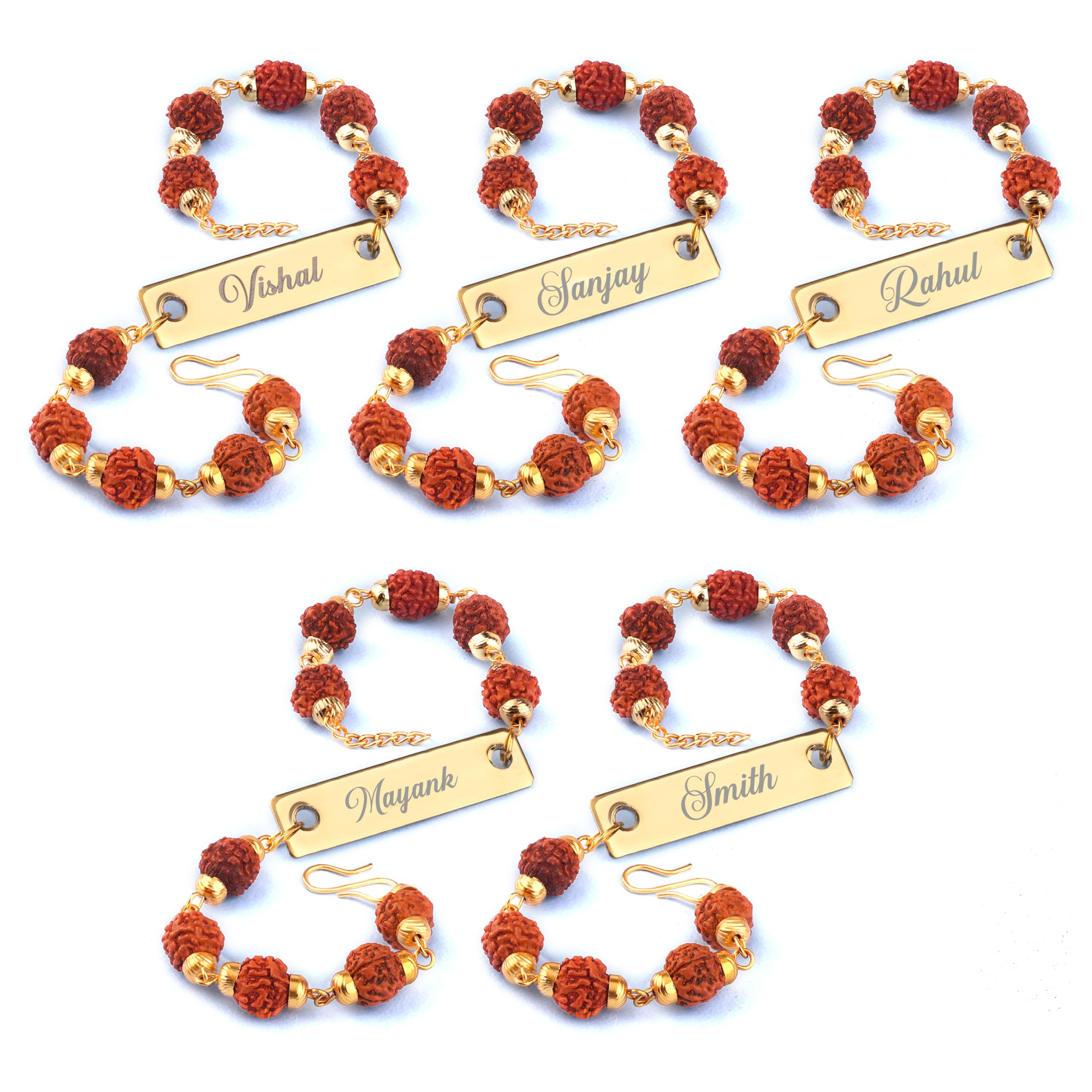 Innovative Gifts Personalized Rakhi For Brother | Name Bracelet For Bhaiya | Stylish and Trendy | Customized Artificial Rudraksh Rakhis For Brothers [Pack of 5]-image-34