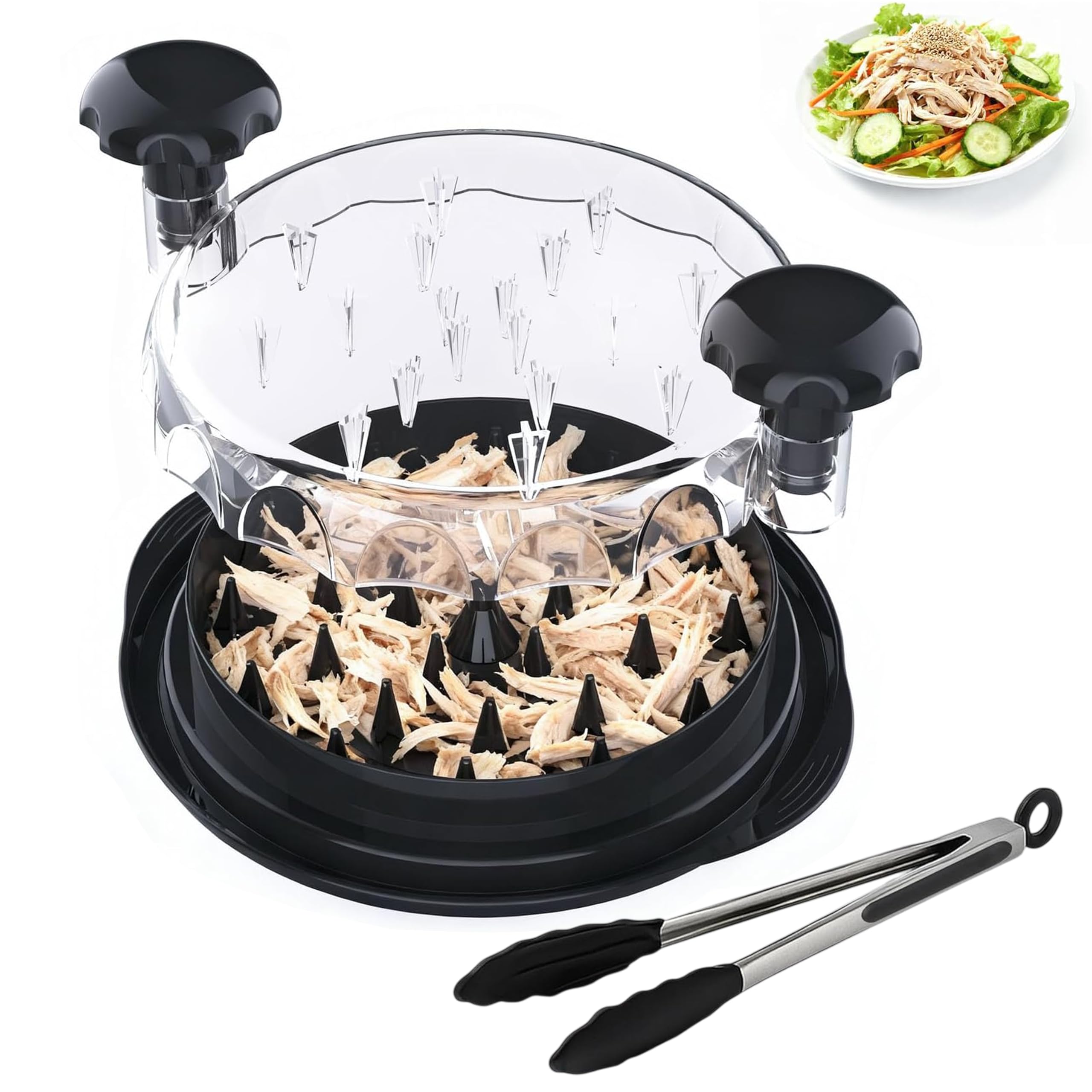SUNQ Chicken Shredder, 25cm Heavy Duty Chicken Shredder Tool Twist, Meat Shredder Machine, BPA Free, Strong Anti-Slip & Tongs, Dishwasher Safe, Suitable for Pork Beef Chicken