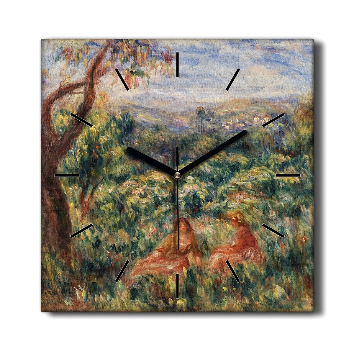Horloge murale toile Coloray 30x30cm tableau artistique Ville des Femmes