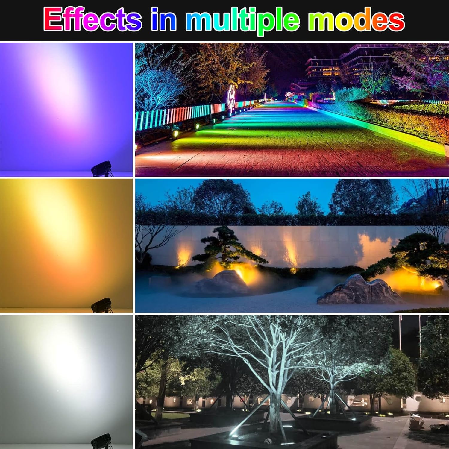 LED Wall Washer Light 144W RGBW Outdoor Spotlight, Outdoor ​Color Changing Stage Lights with Remote, Uplights for Weddings, Parties, Patio, Outdoor Wall,Landscape Lighting, IP65 Waterproof US 3-Plug