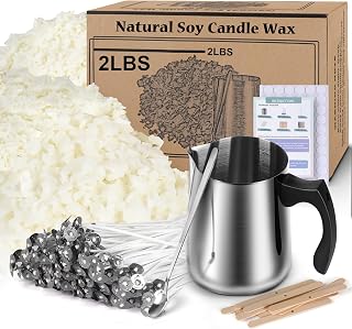 Soy Wax Candle Making Kit - DIY Art & Crafts Supplies for Adults & Kids, Including 2lbs Soy Wax Flakes, 100 Candle Wick, 10 Centering Devices, Melting Pot
