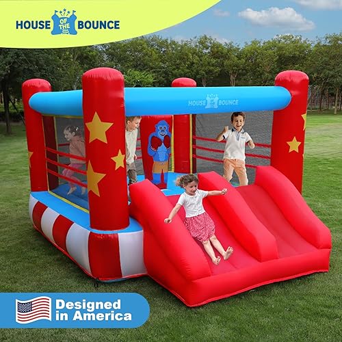 Miniatura 3 de Castillo inflable de rebote para anillos de boxeo para niños, castillo inflable de 11 x 8.5 pies con saco de boxeo, casa de juegos perfecta para