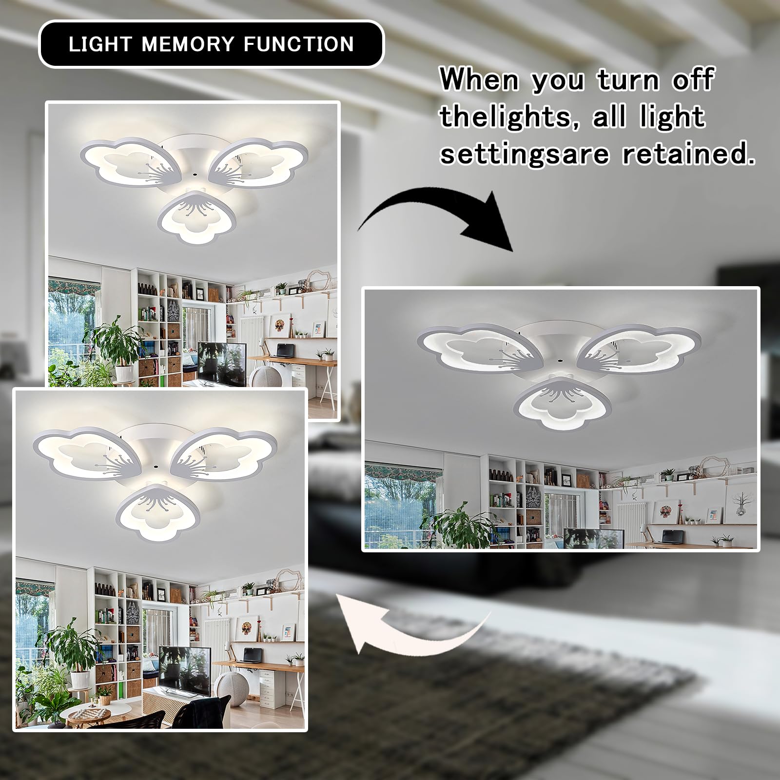 36W LED Lampy Sufitowe Z Pilotem APP Funkcja Pamięci Kwadratowe Oświetlenie Sufitowe Ściemnialne Bez Migotania Ochrona Oczu Lampa Sufitowa Sypialnia Kuchnia Salon Jadalnia Biuro Gabinet-White