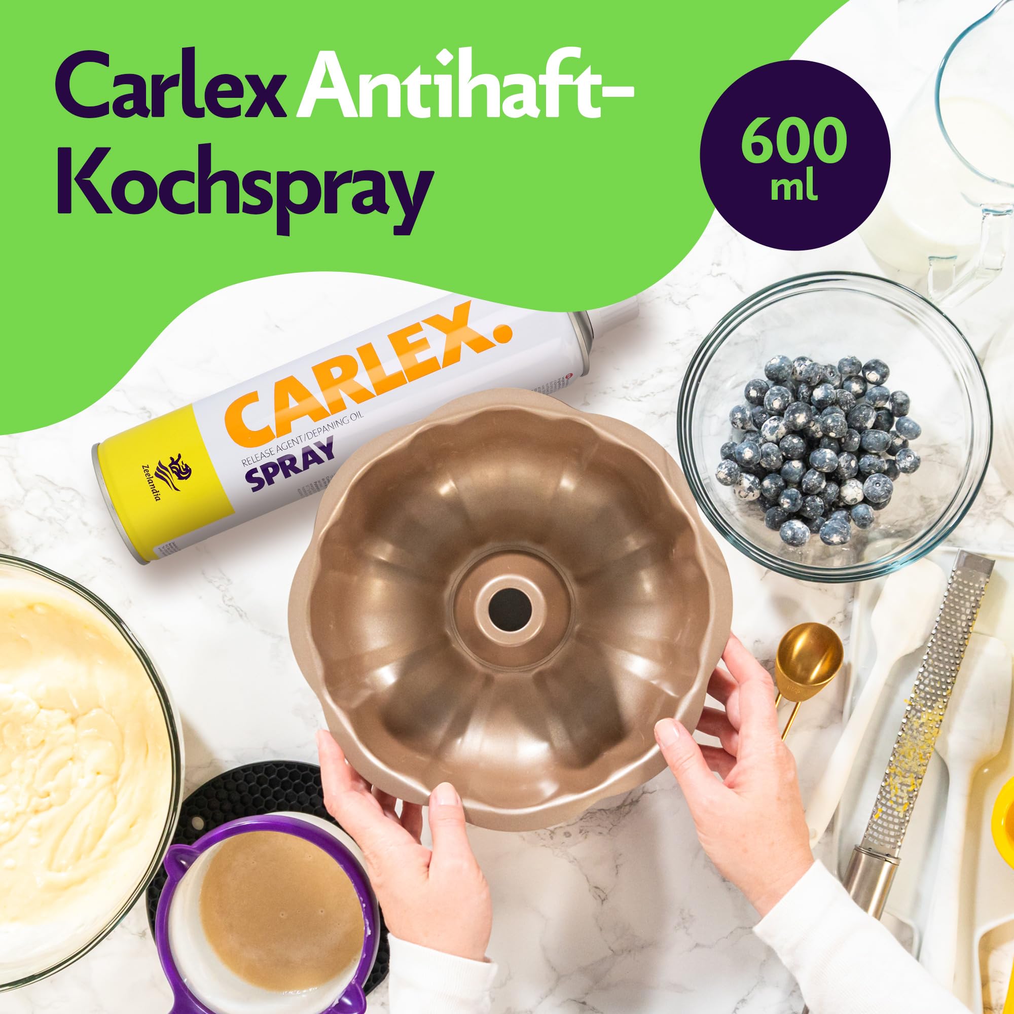Carlex Trennspray - zum Grillen, Braten & Backen - Kuchenbacktrennspray, Antihaft-Spray Grill, Pfannenbeschichtung, Sandwichmaker BBQ 3x600ml