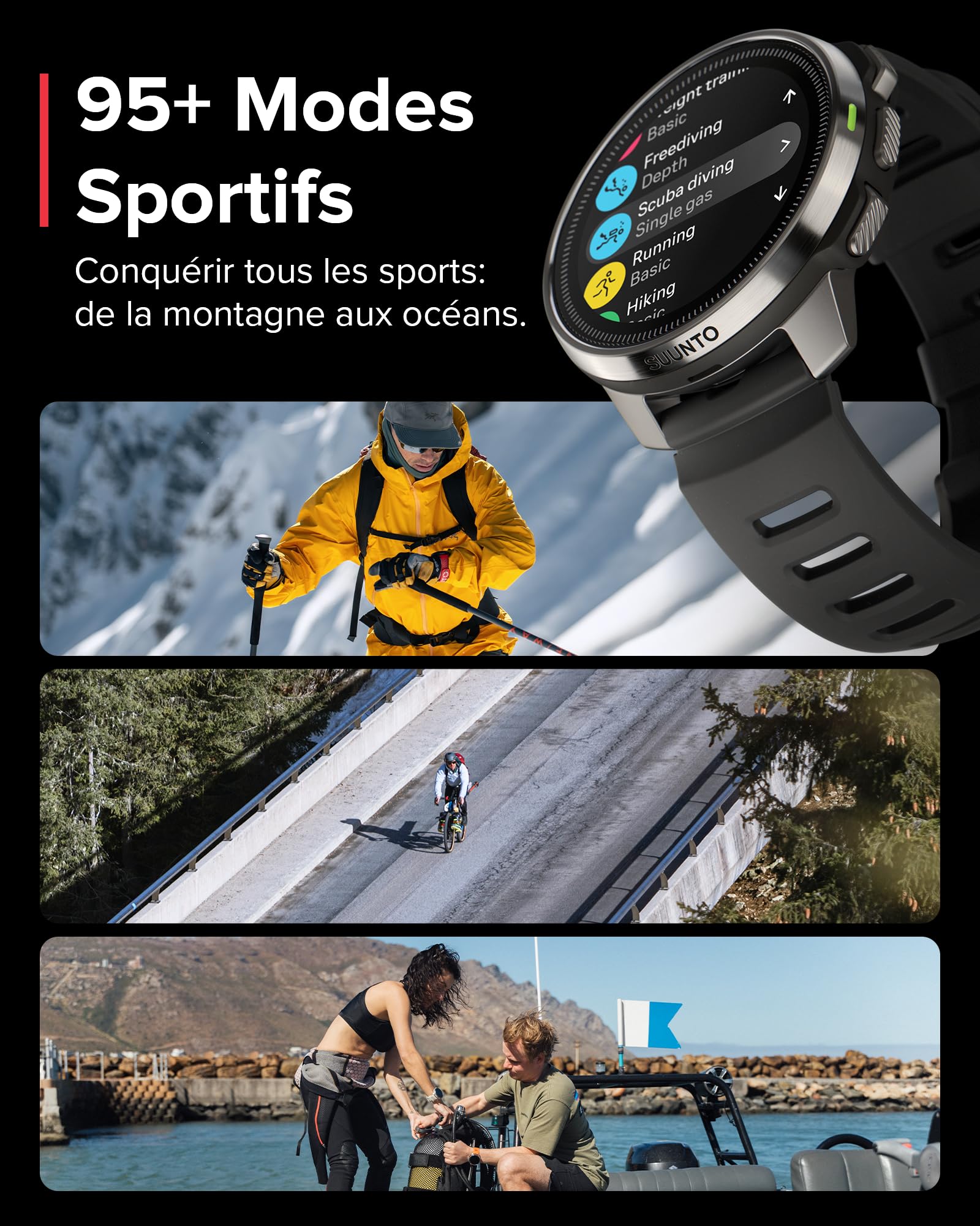 SUUNTO Ocean Ordinateur de Plongée Montre de Sport, Écran AMOLED, 10ATM/7 Bar, GPS GNSS Bi-Bande, 95+ Sports