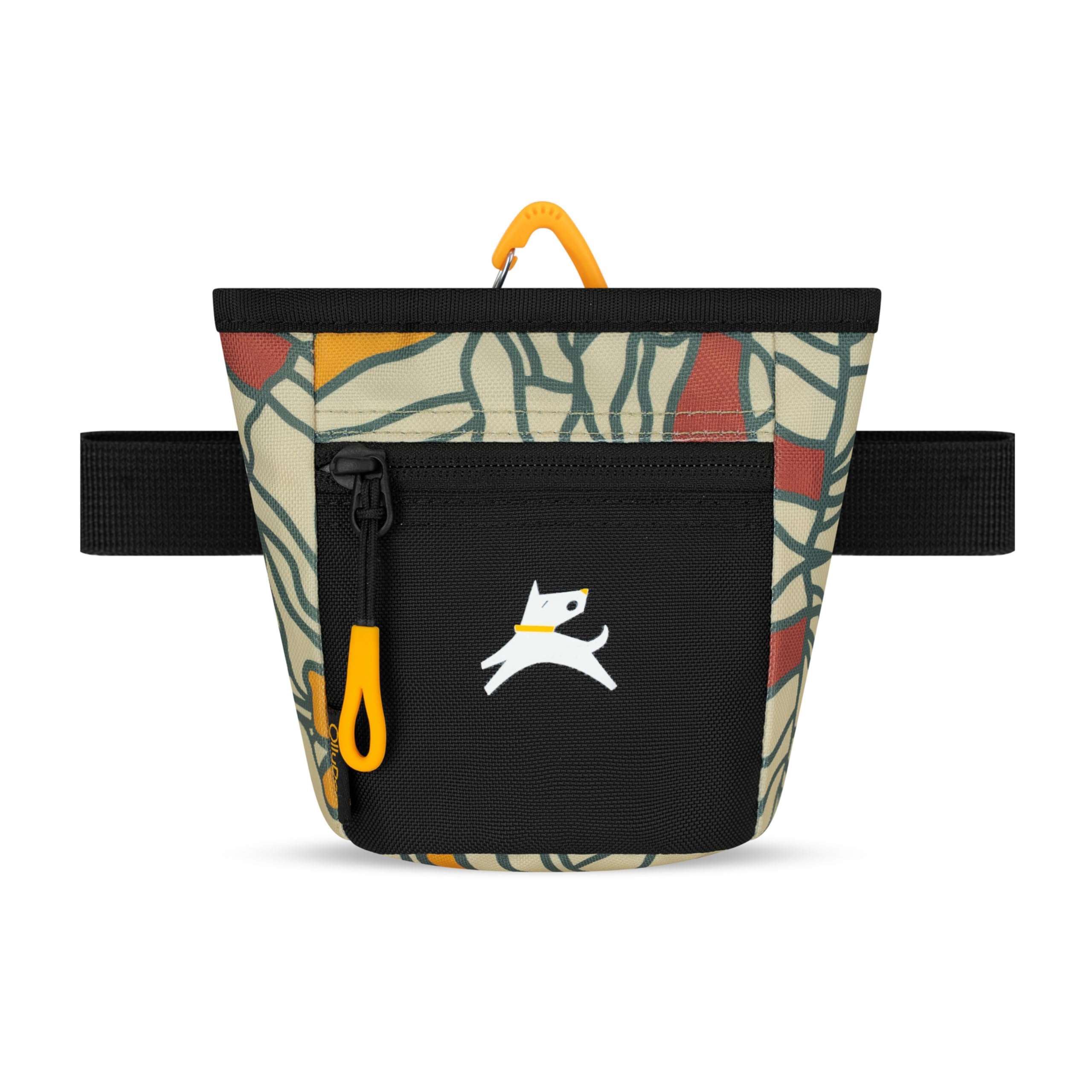 OllyDog, Goodie Treat Bag, Dog Treat Training Pouch | Magnetic Closure | 3 Ways to Wear | Hands-Free Waist Belt | Water-Resistant Recycled Vegan Fabric (Fiori)