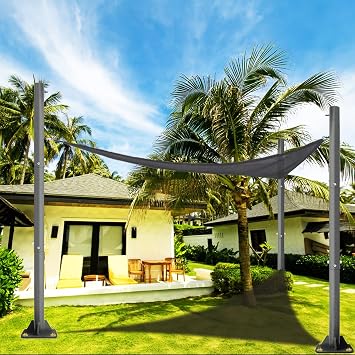 2PCS Sun Shade Sail Poles - 10ft Outdoor Sunshade Sail Post with Carabiner Snap 2.36 Diameter Steel Metal Heavy Duty Pole Kit for Support Light String, Sunshade Sail, Canopy - Thickness 2.0mm