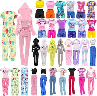 Barwa 10 Sets Doll Clothes for 11.5 Inch Girls Dolls - Hooded Sports Suits, Casual Outfits & Pajamas