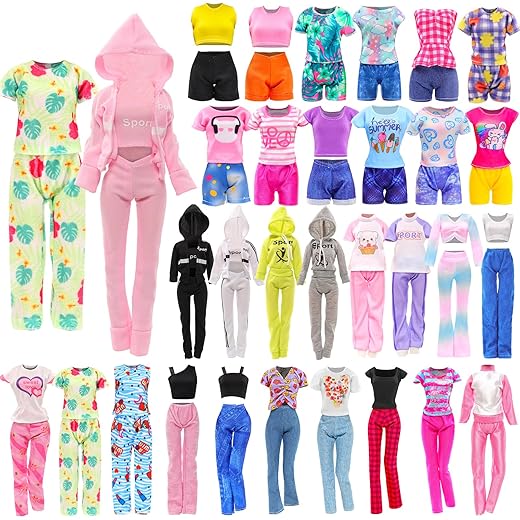 Barwa 8 Sets Doll Clothes Hooded Sports Suit Casual Outfits Tops and Pants Doll Pajamas for 11.5 inch Girls Doll