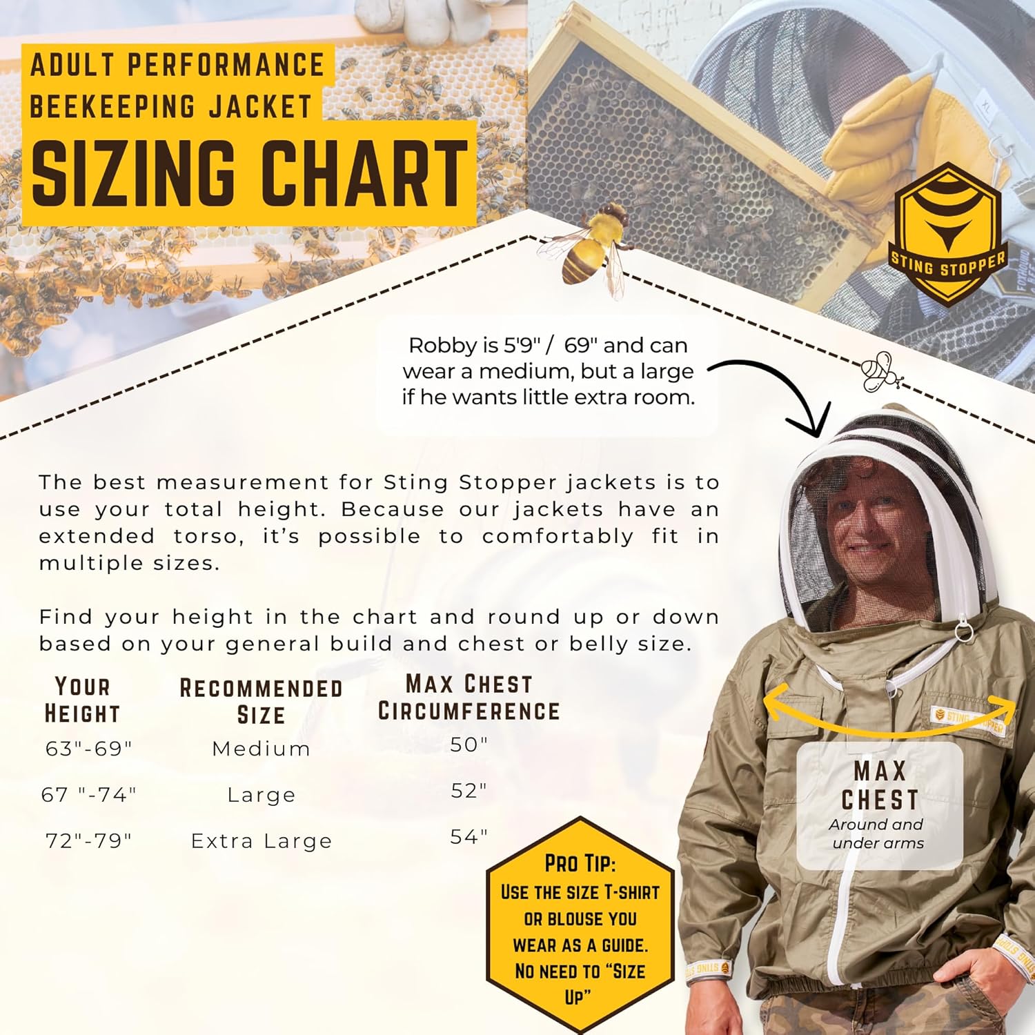 Performance Beekeeping Jacket - Ultra Light Weight, UV Protection and Ventilated, Quick on and Off Design with Velcro and Elastic Cuffs for Beekeepers - X-Large, Olive Green