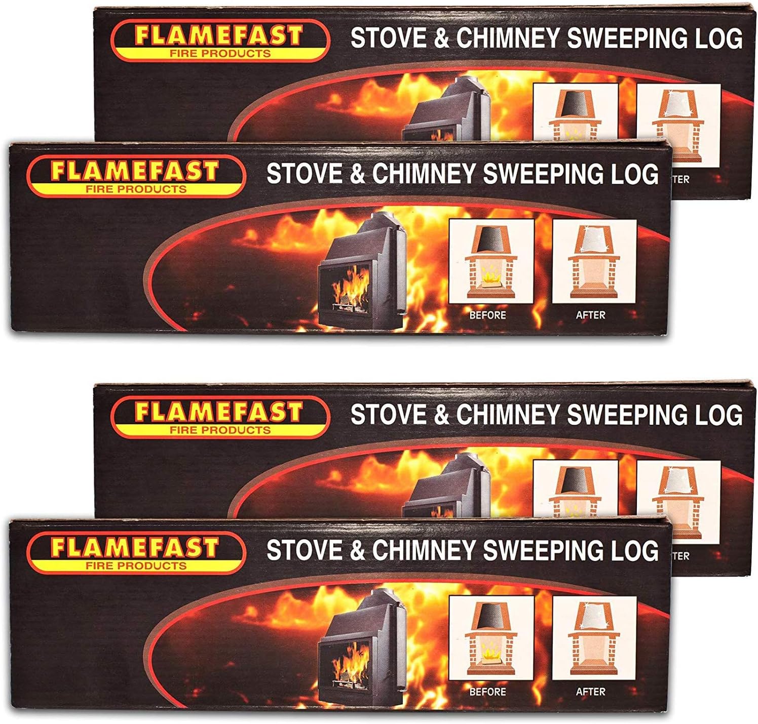 Flamefast Stove & Chimney Sweeping Log Helps to Remove Creosote, Soot and Tar Deposits (4 x Logs)
