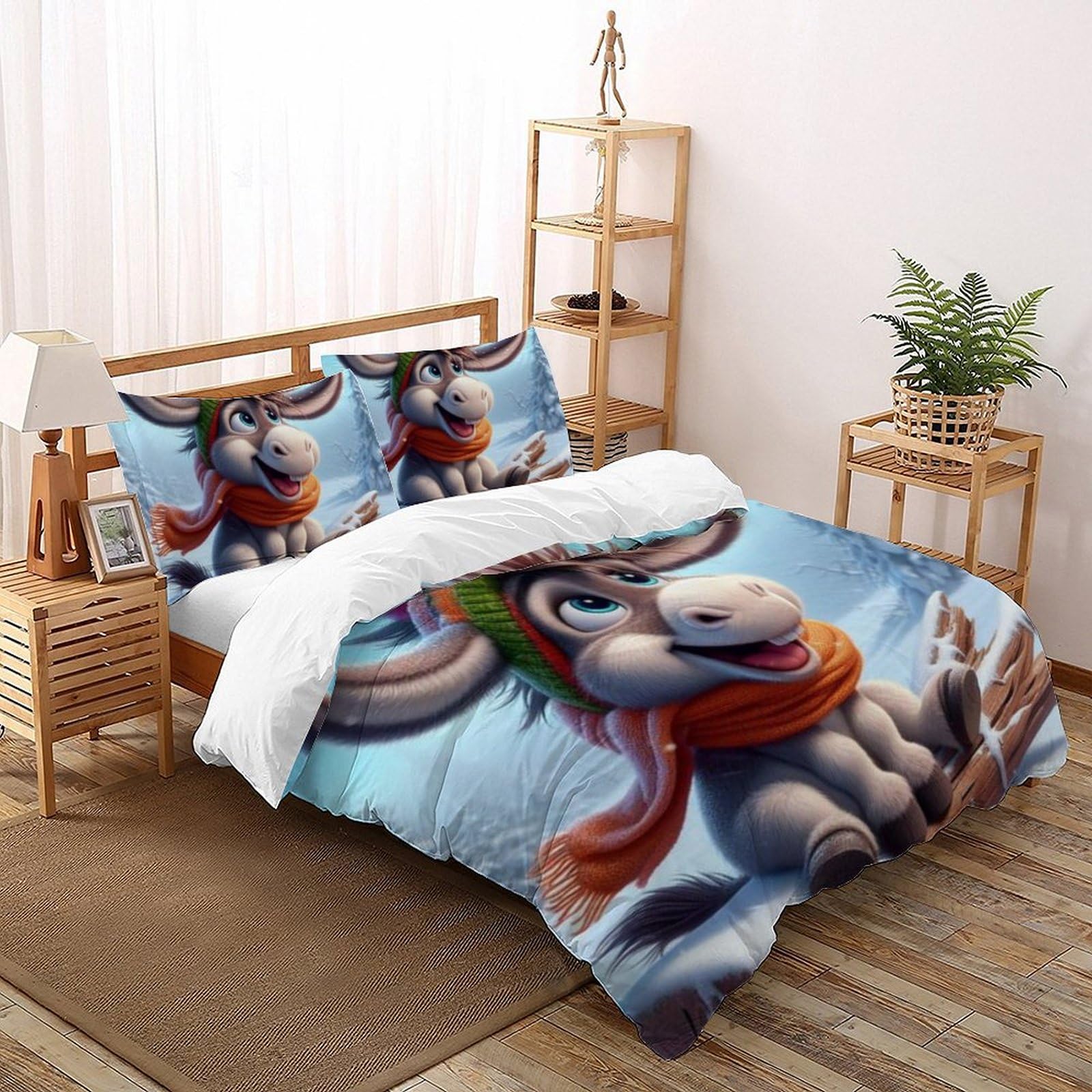 Parure de couette imprimé 3D animaux en microfibre premium King
