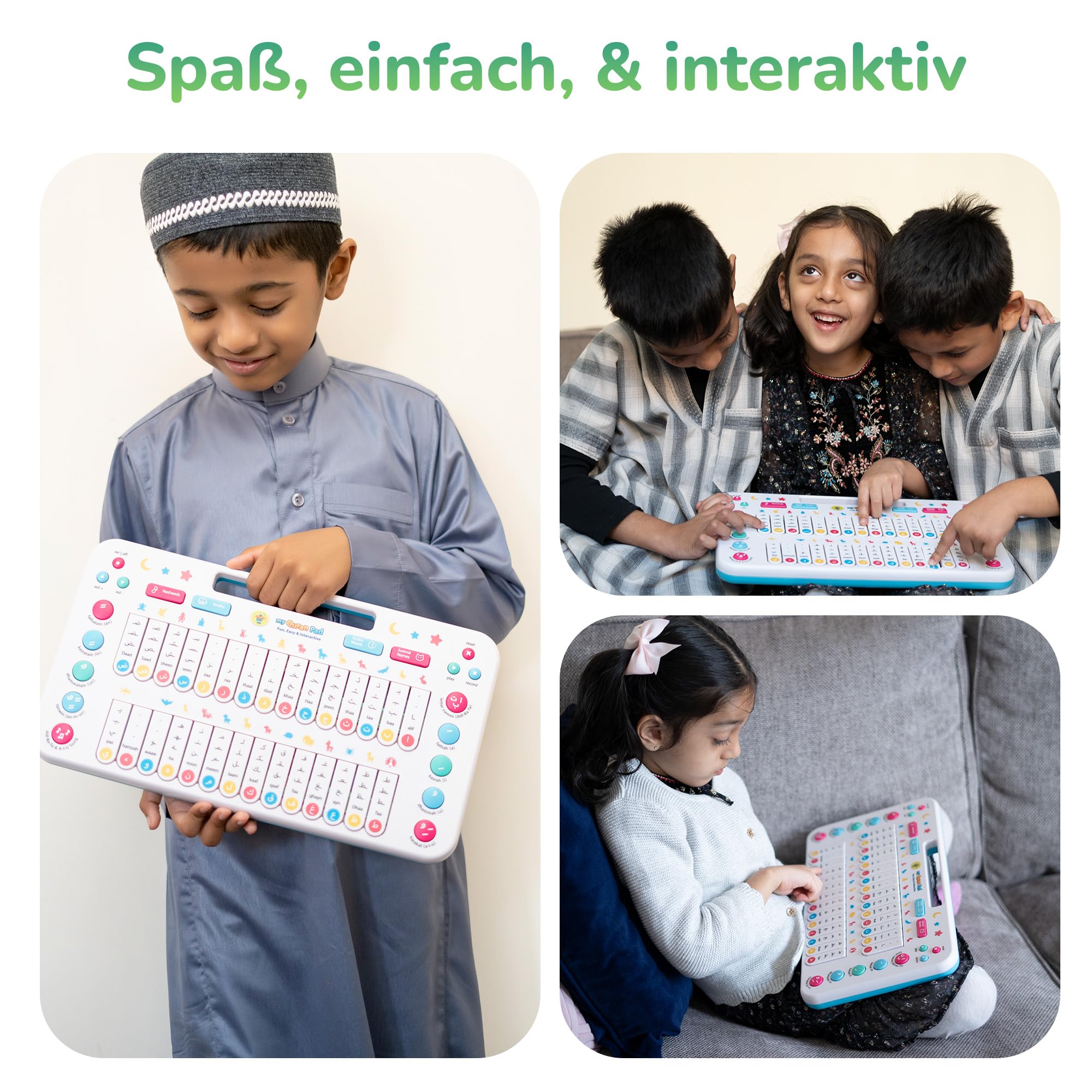 Kinder Spielzeug ab 2 Jahren – Interaktive My Quran Pad Lernspiele, um das arabische Alphabet mit täglichen Wörtern, Tieren und mehr zu Lernen – Kleinkindspielzeug von My Salah Mat
